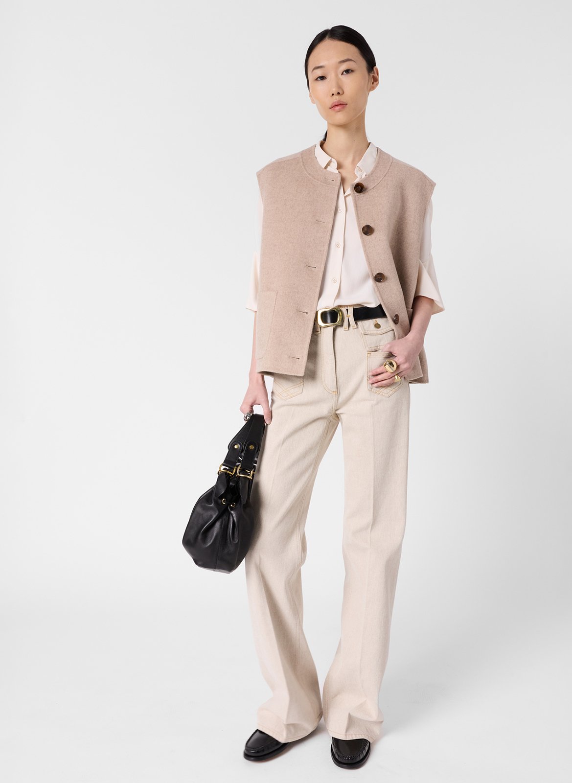 Straight round neck wool jacket GERARD DAREL Beige