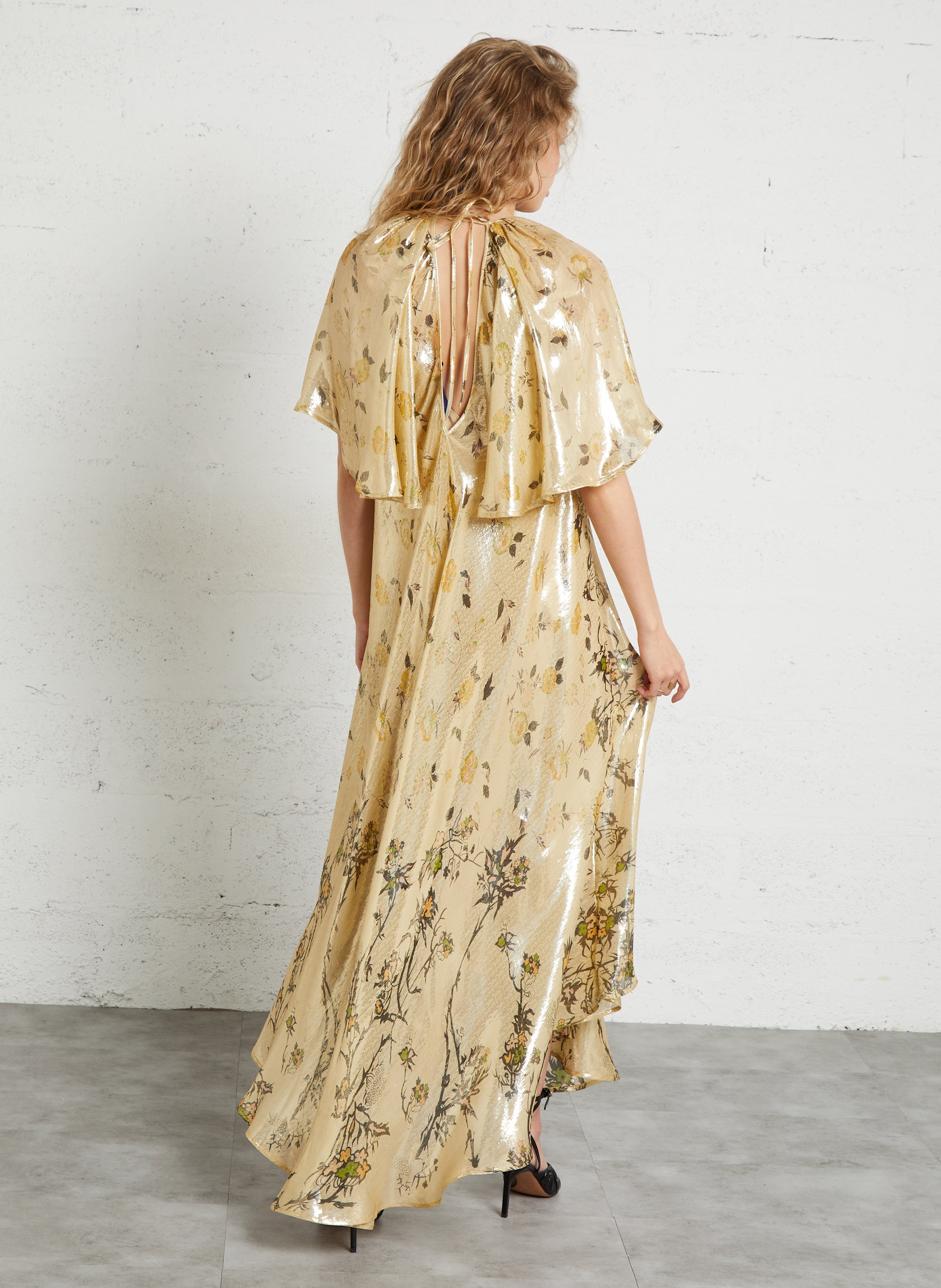 Long printed silk-blend V-neck dress MES DEMOISELLES Multicolored