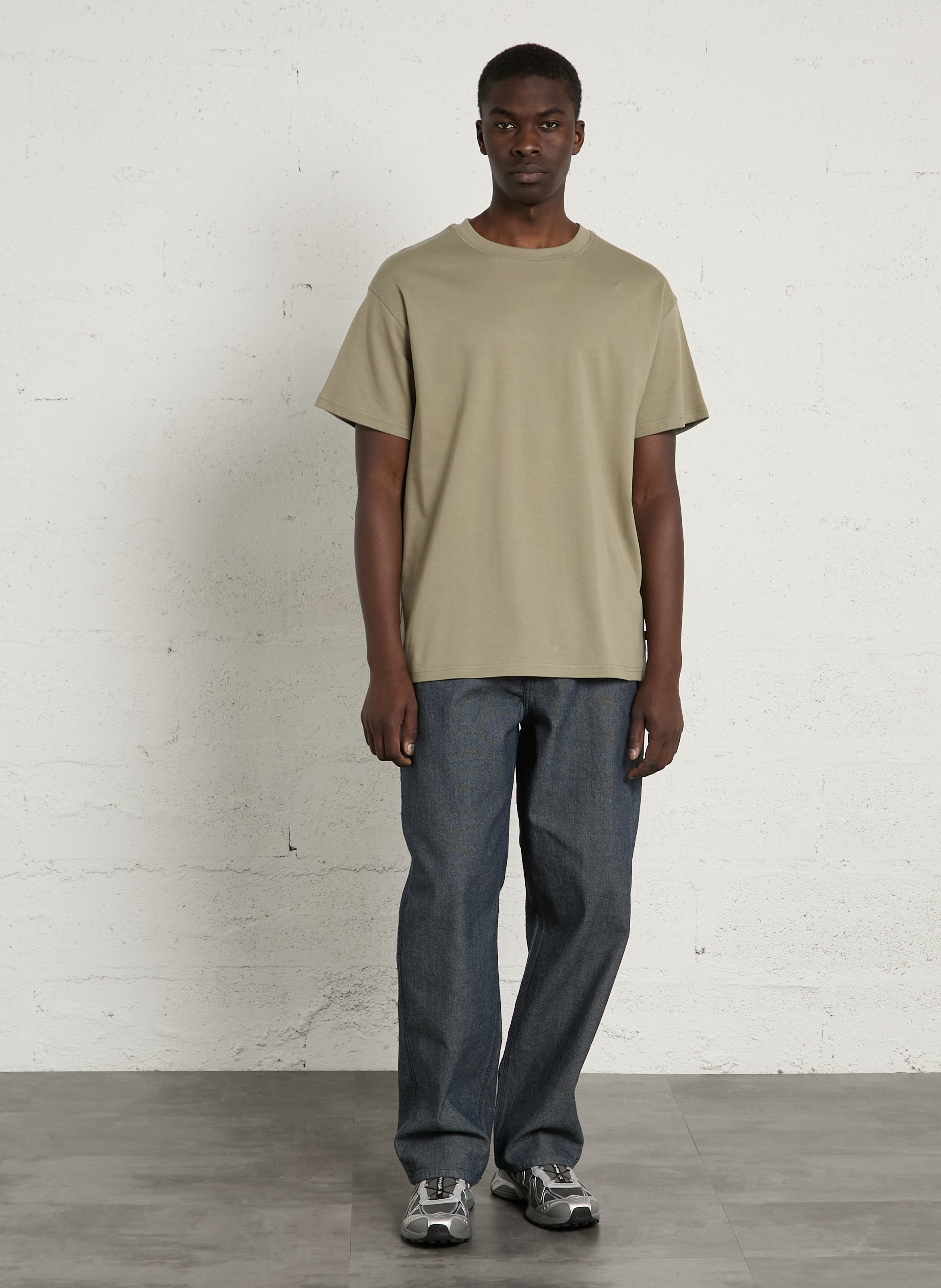 Tee-shirt droit col rond en coton SOLID Vert