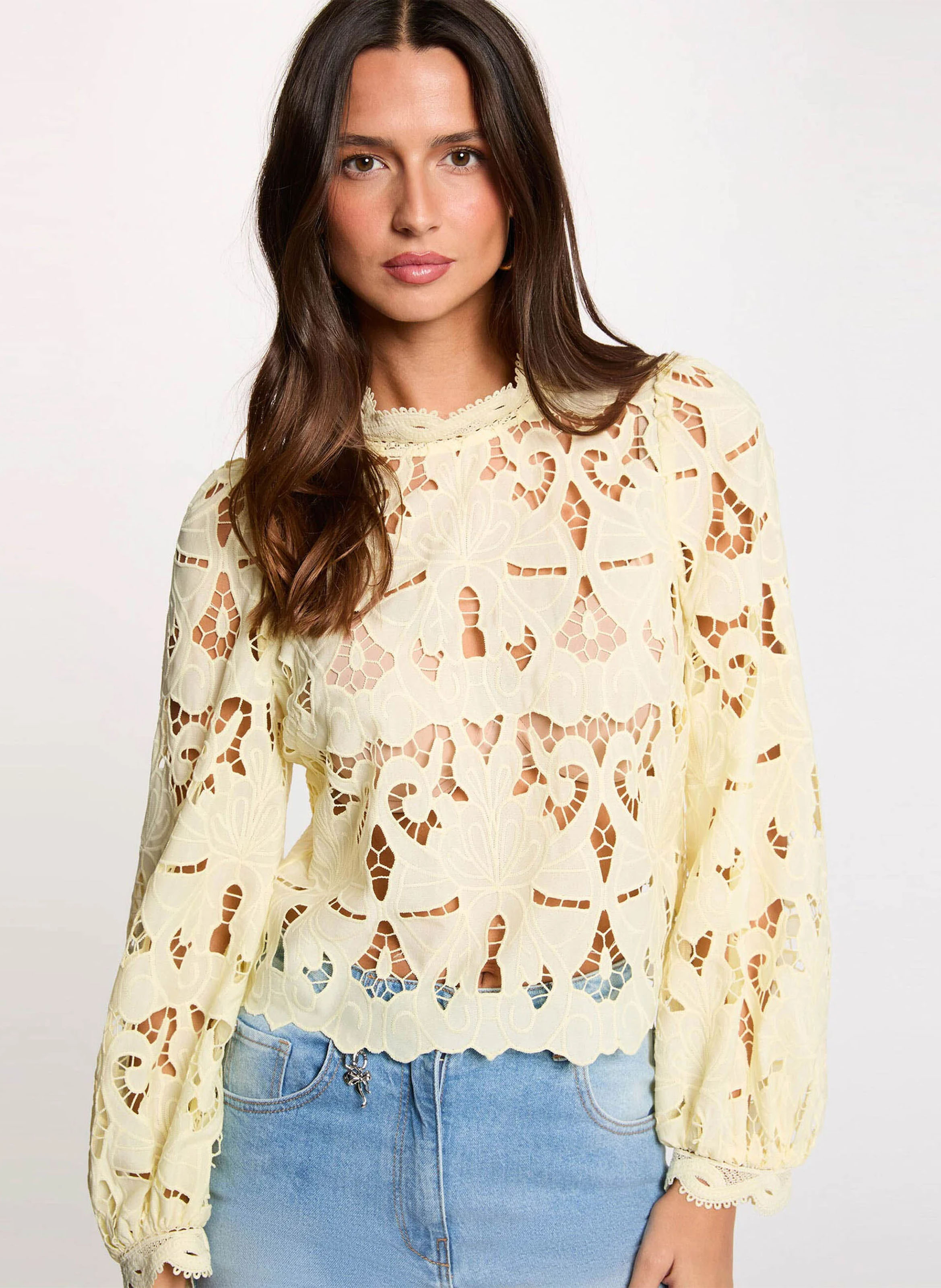 Korte, kanten blouse MORGAN