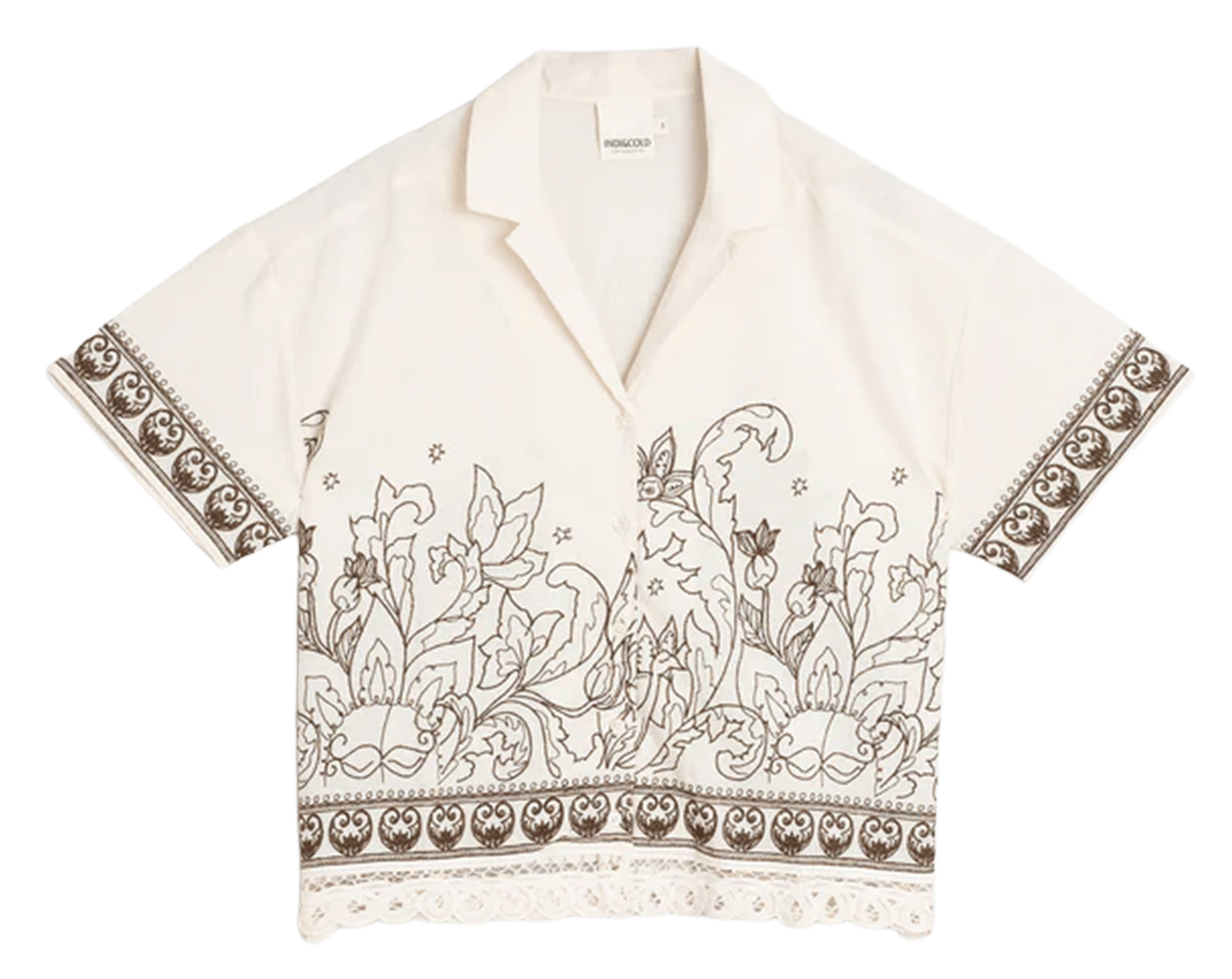 Overhemd met omgeslagen kraag van gemengd katoen Beige