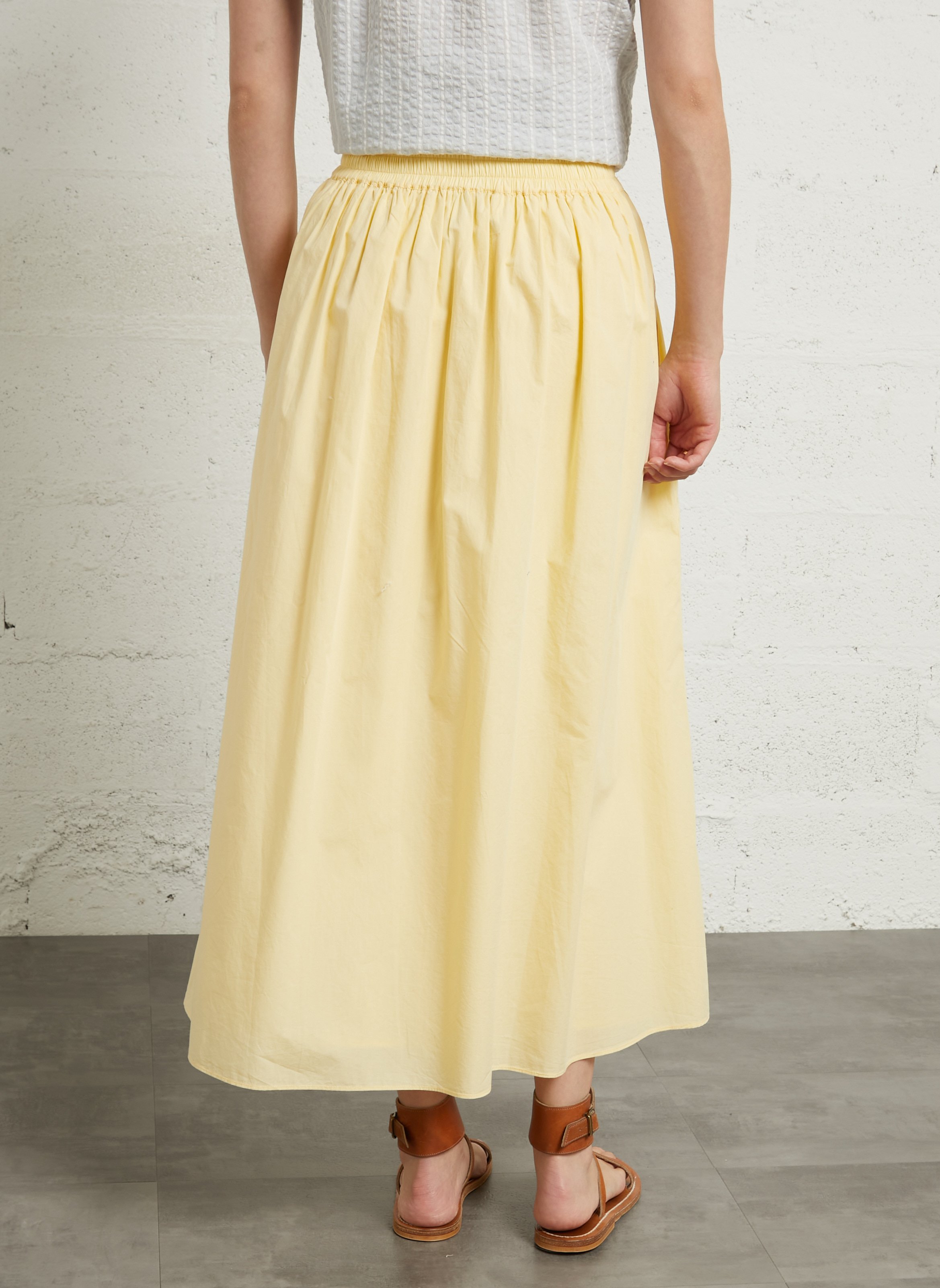 Ausgestellter Midi-Baumwollrock BELLEPIECE Gelb