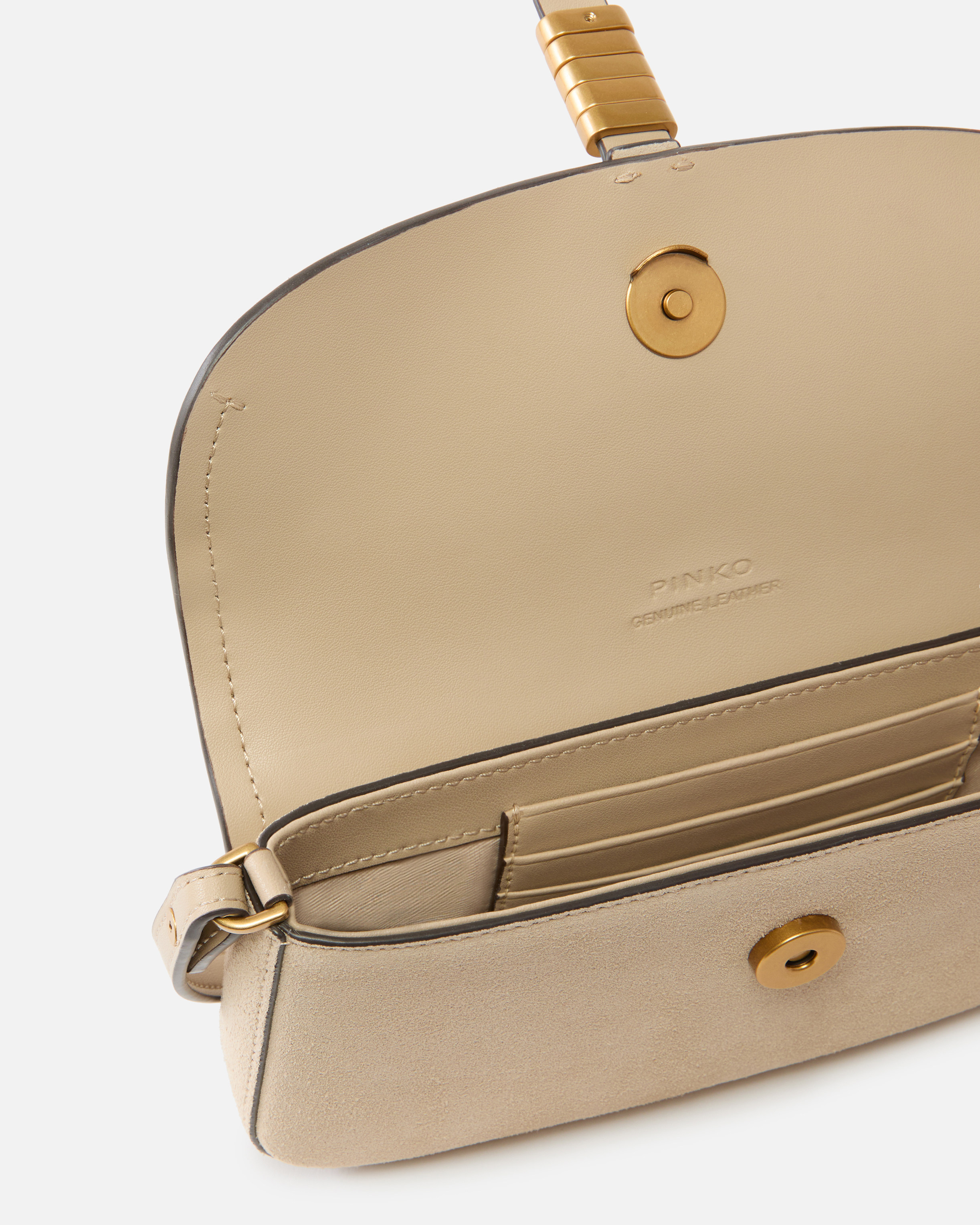 Medium saddle flat shoulder bag in suede PINKO Beige