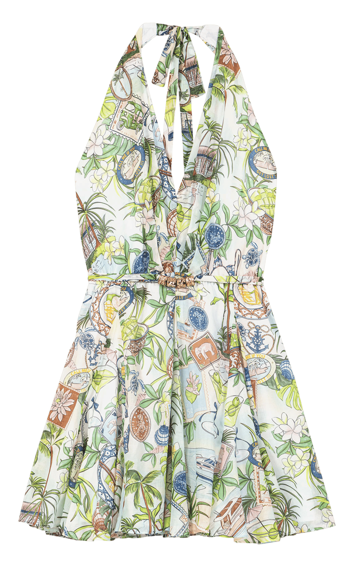 Robe courte en coton imprimé MAJE Veelkleurig