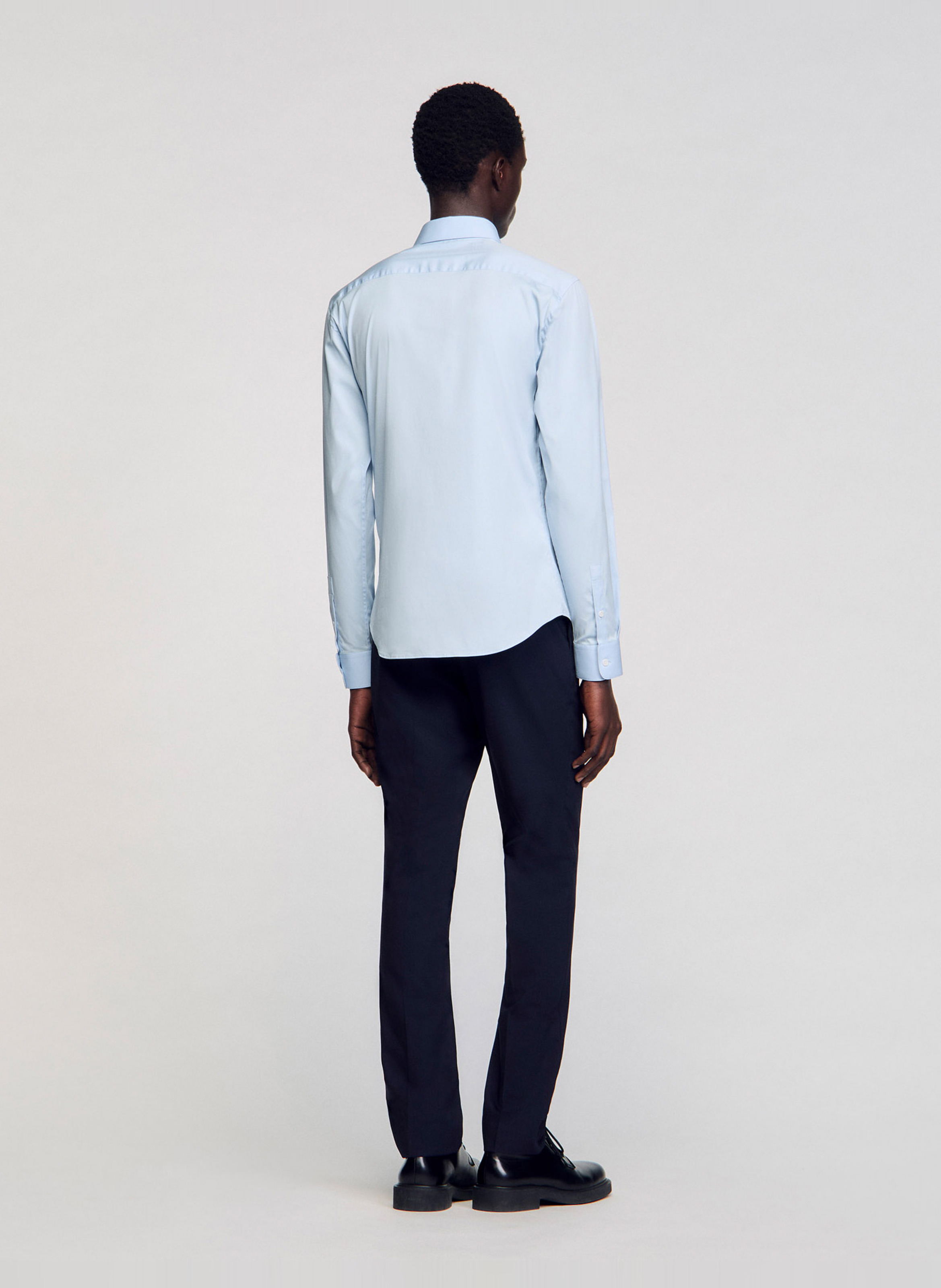 Slim-fit stretch cotton shirt SANDRO Blue
