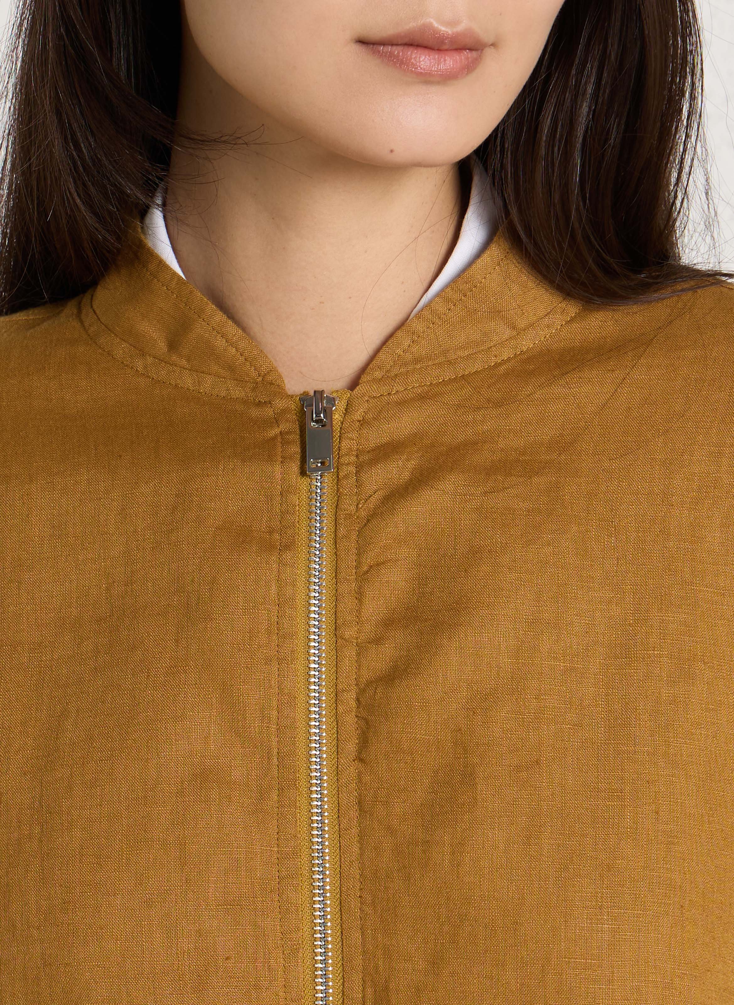 Blouson en lin col rond JC SOPHIE Marron