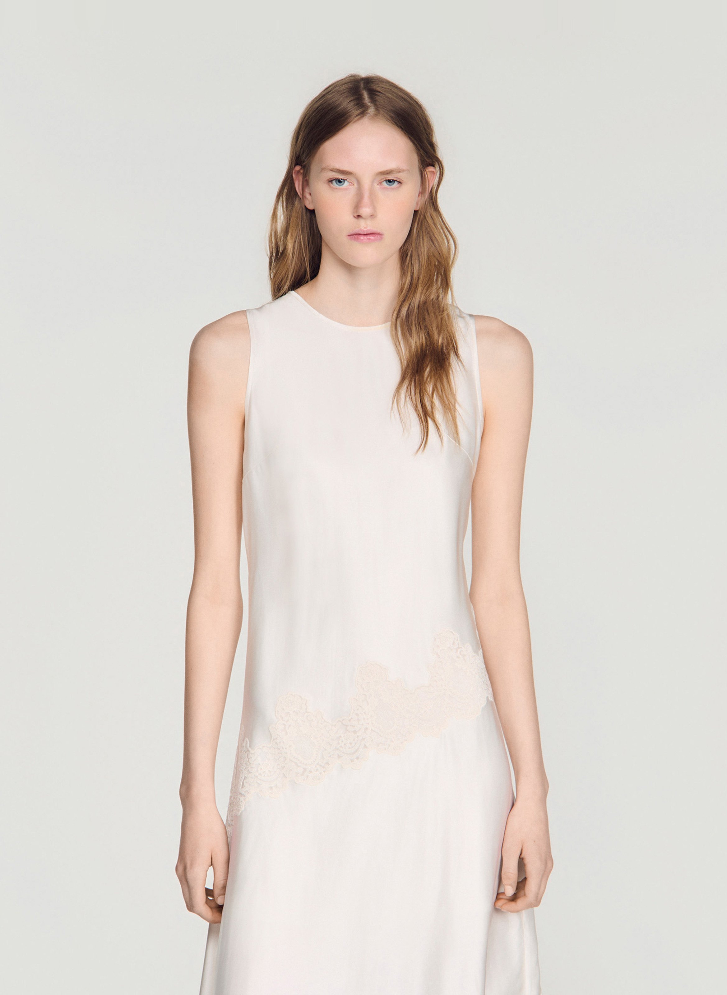 Halflange, asymmetrische jurk SANDRO Beige