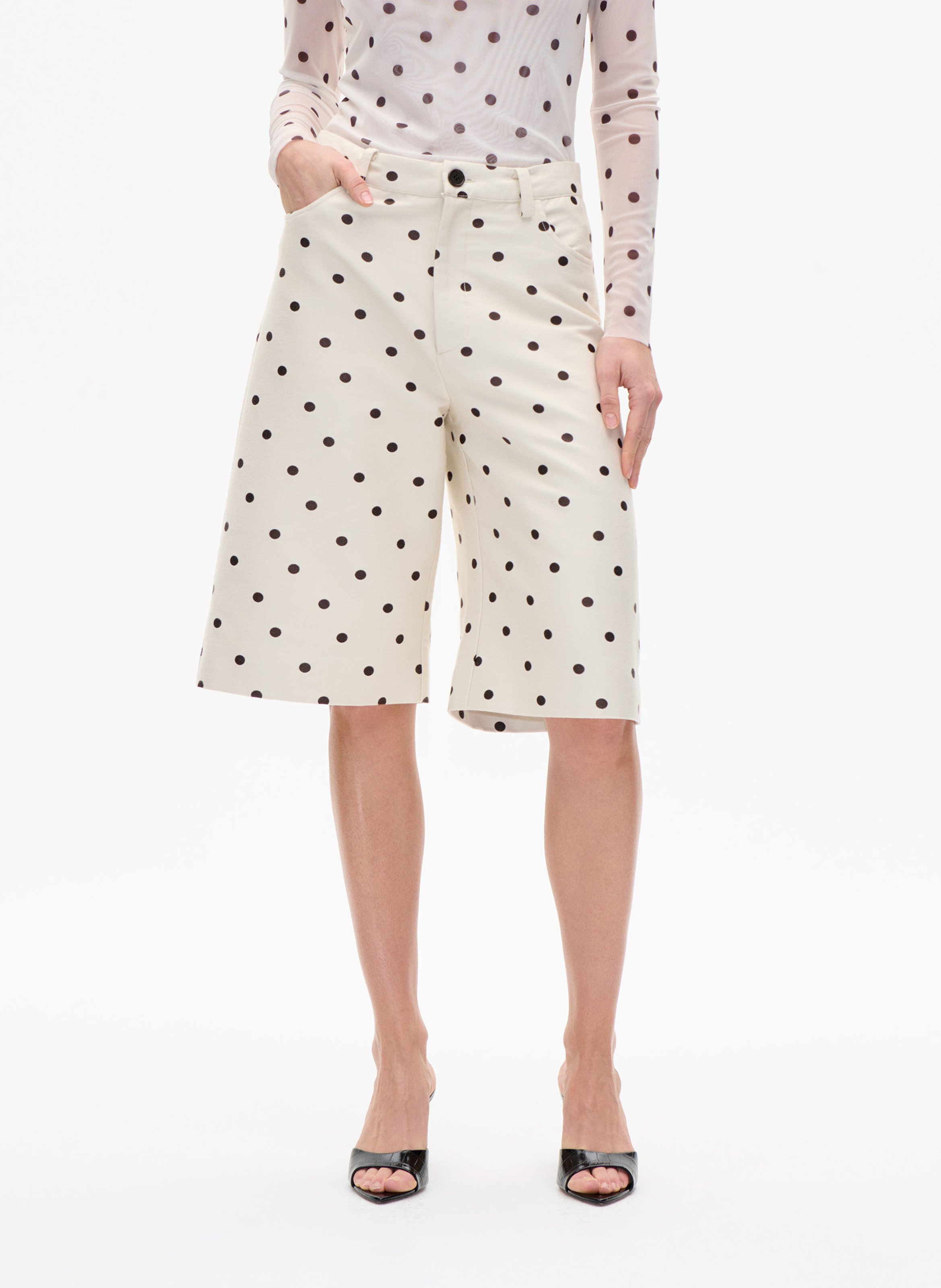 Gerade Bermuda-Shorts aus Bio-Baumwollmischung mit Print BAUM UND PFERDGARTEN Weiss