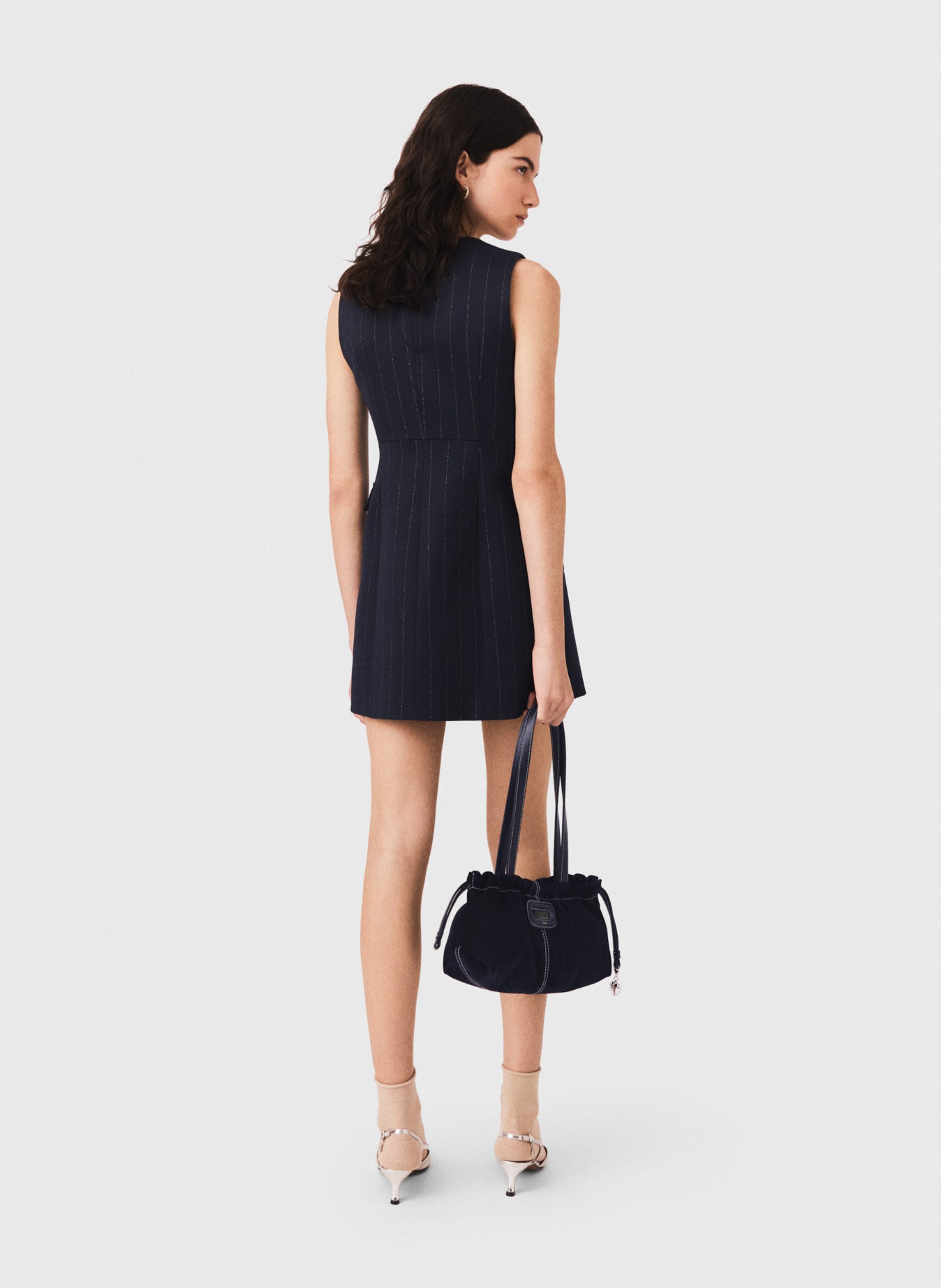 Robe courte boutonnée à rayures MAJE Bleu