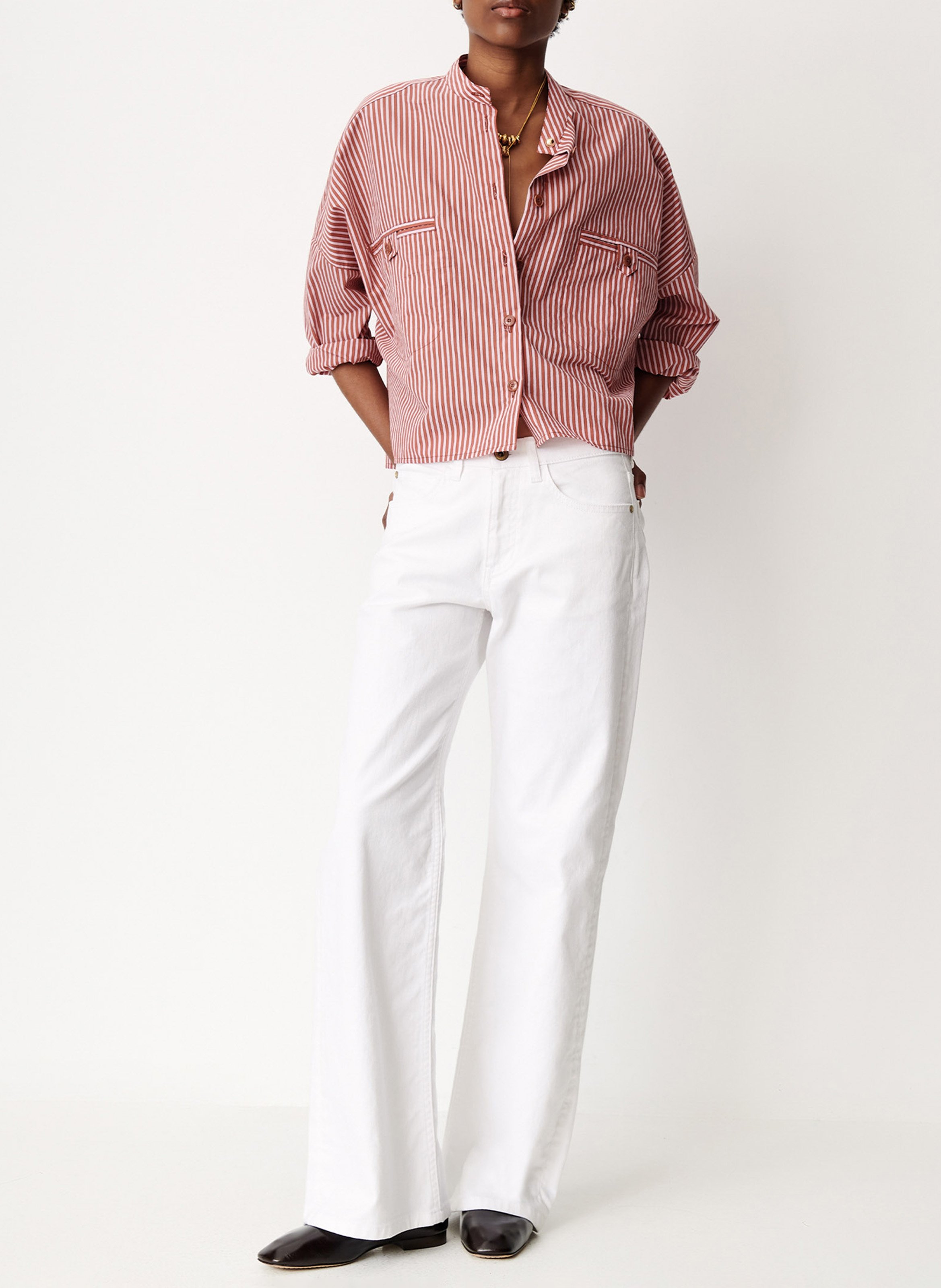 Chemise oversize col mao SESSUN Rose