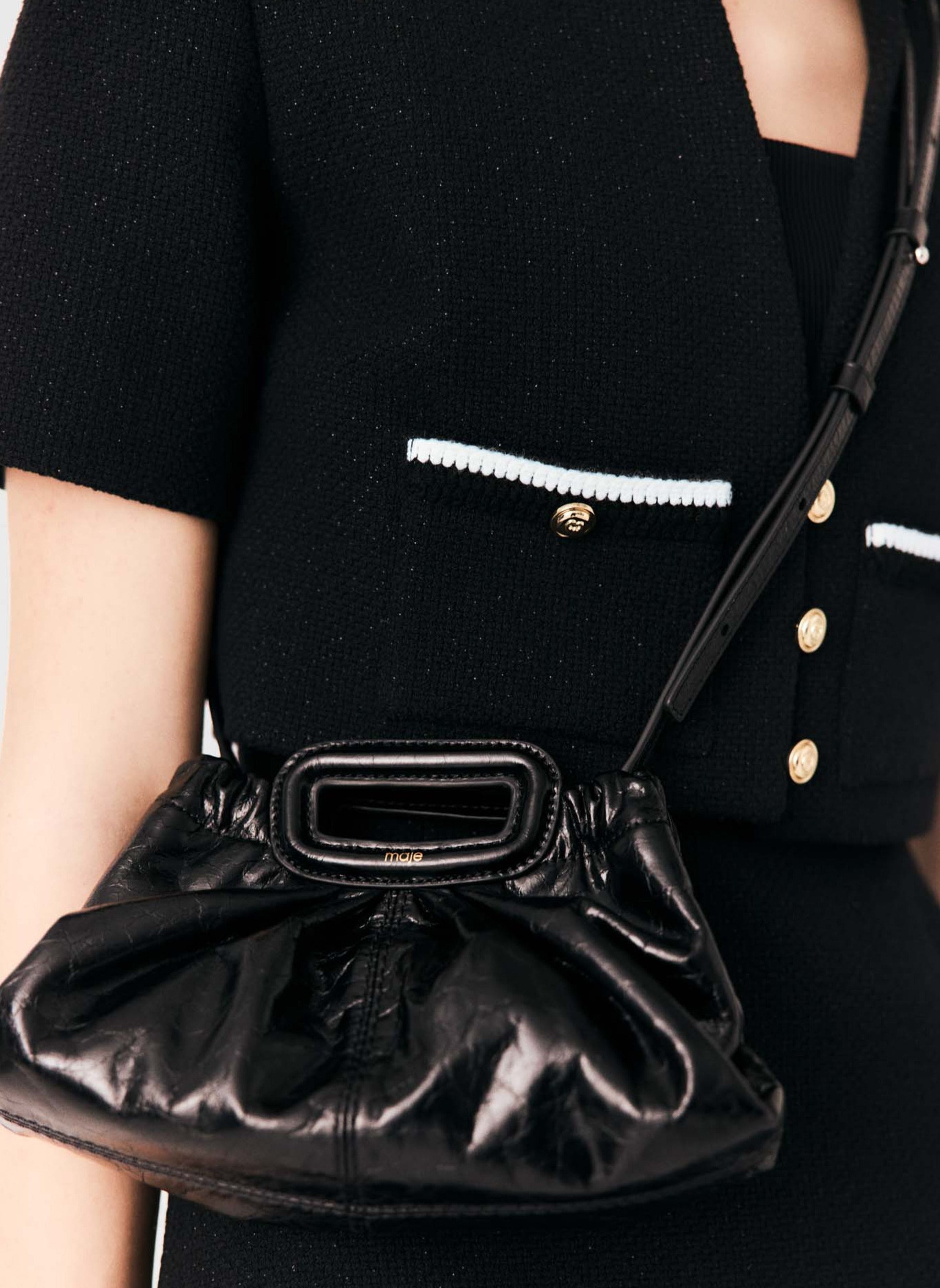 Pochette en cuir craquelé MAJE Noir