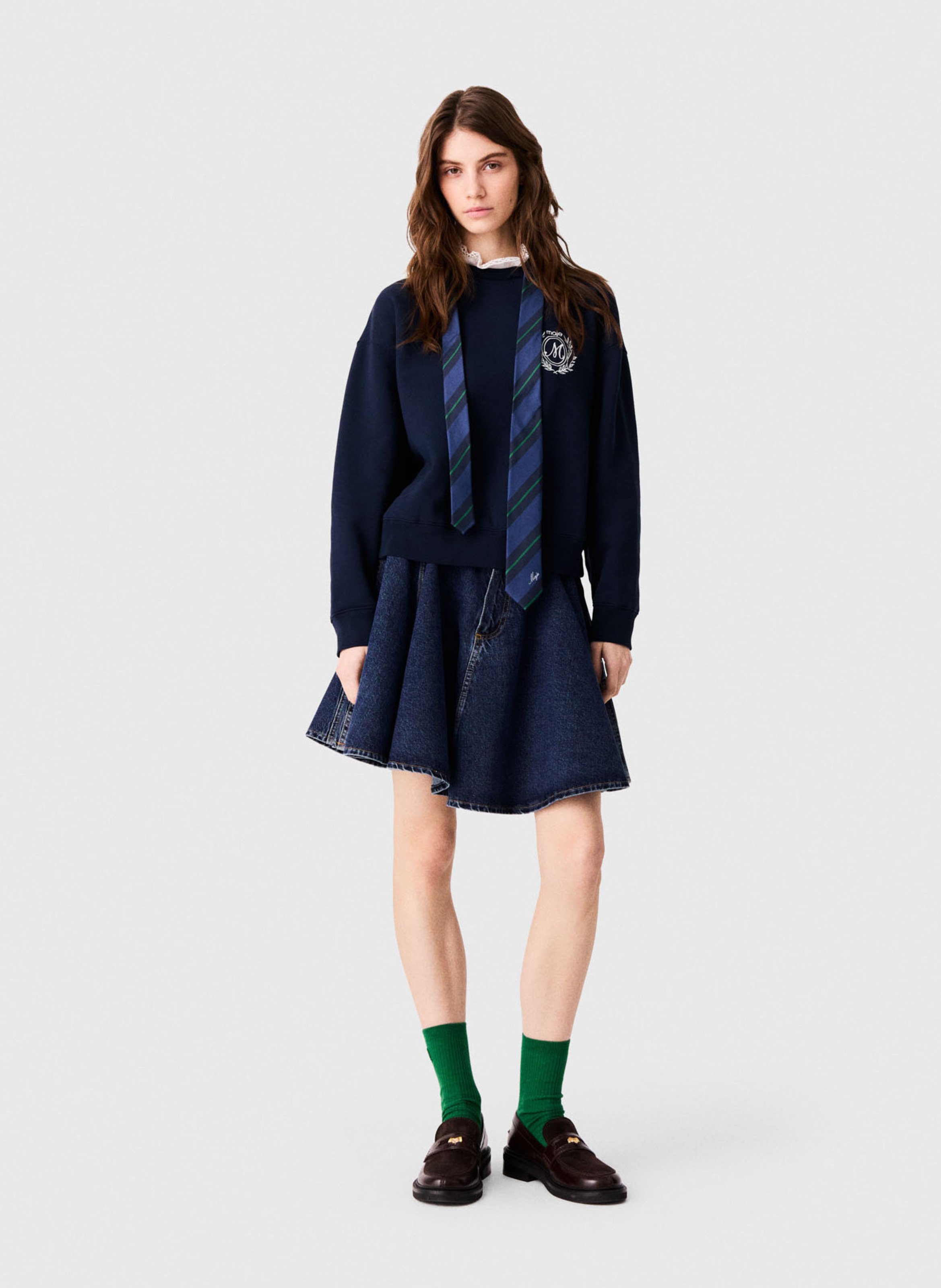 Rechte sweatshirt met juweeldetail in katoen MAJE Blauw
