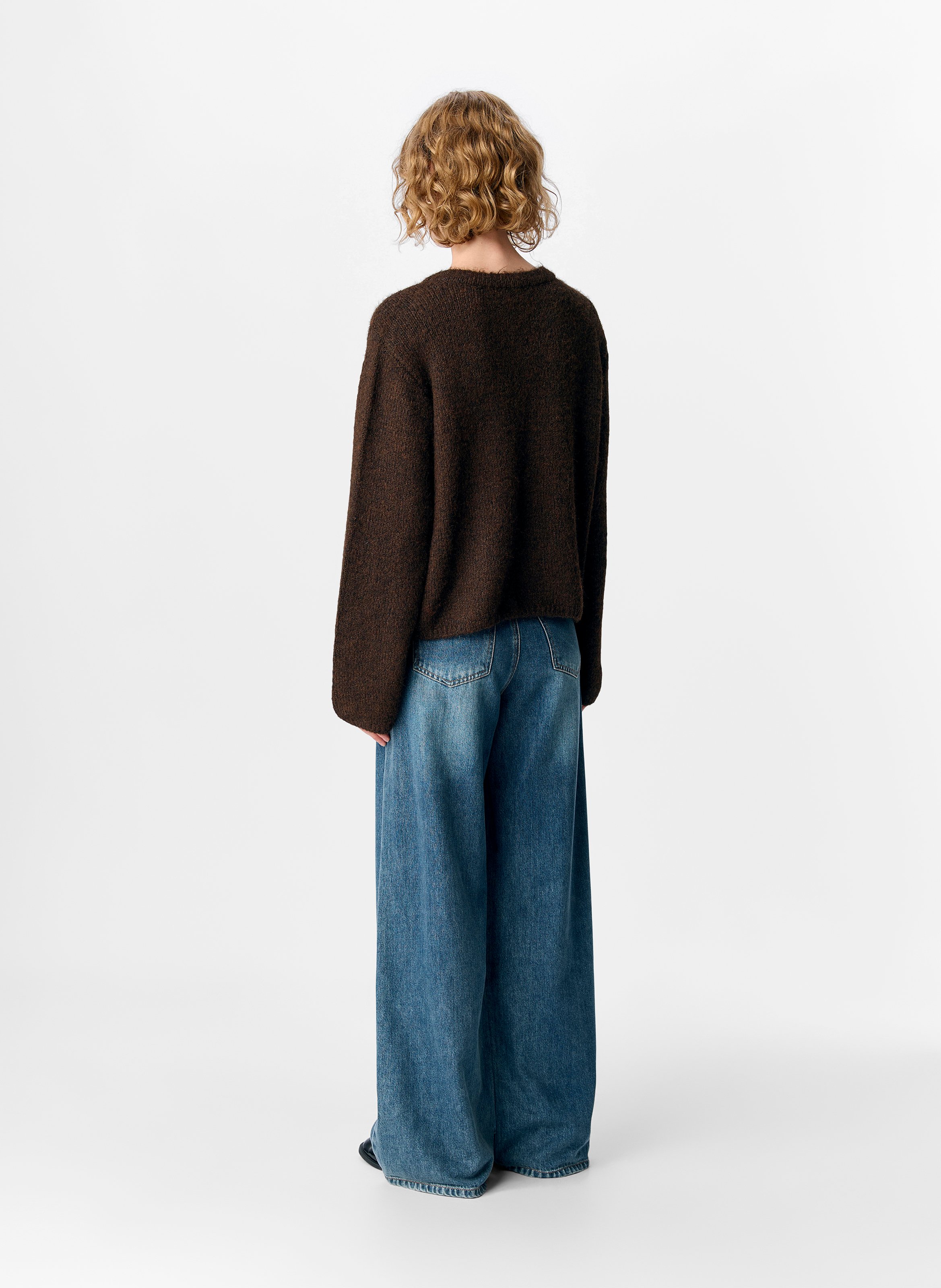 Round-neck cardigan OBJECT Brown
