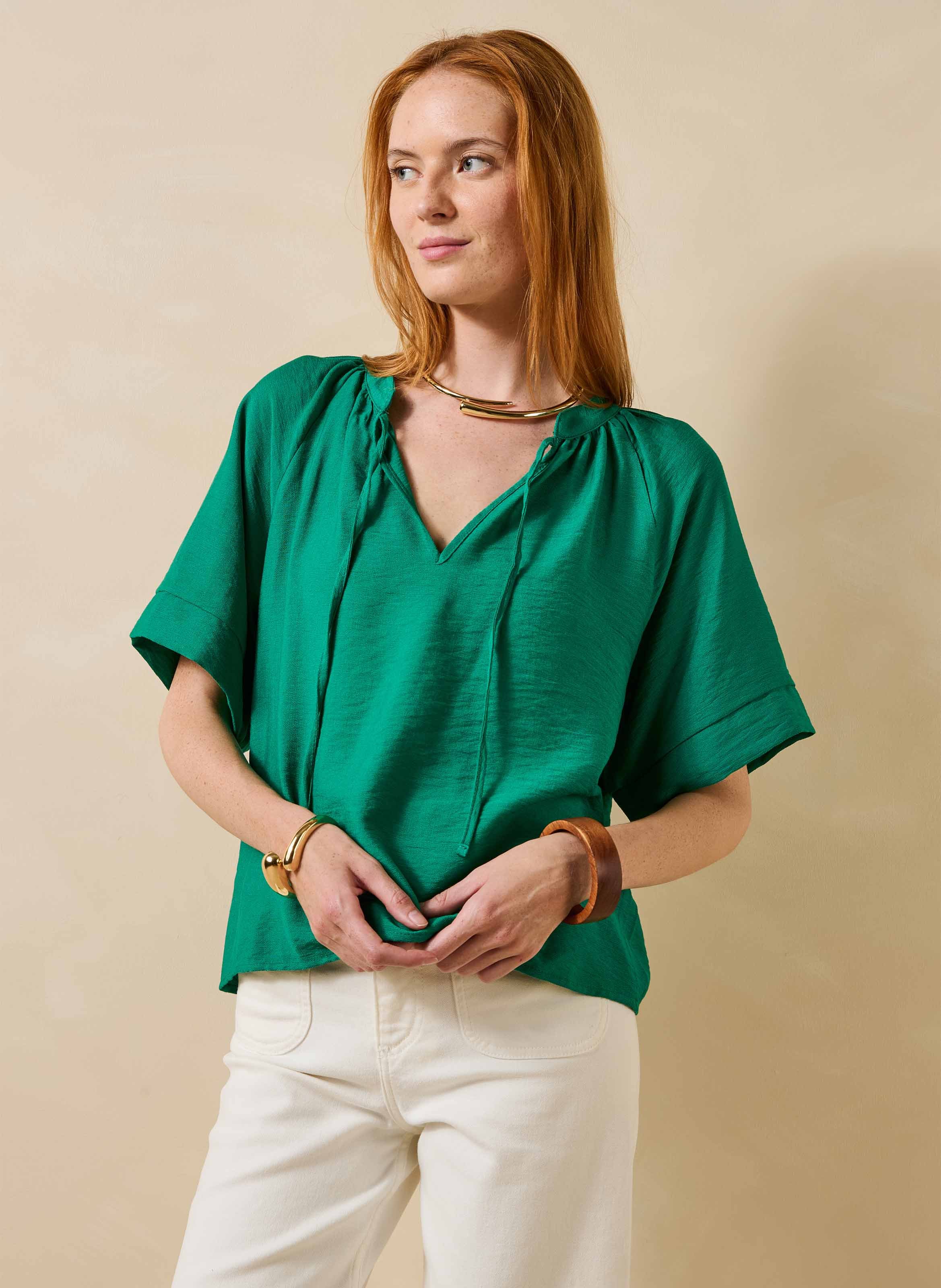 Round-neck top LA FEE MARABOUTEE Green