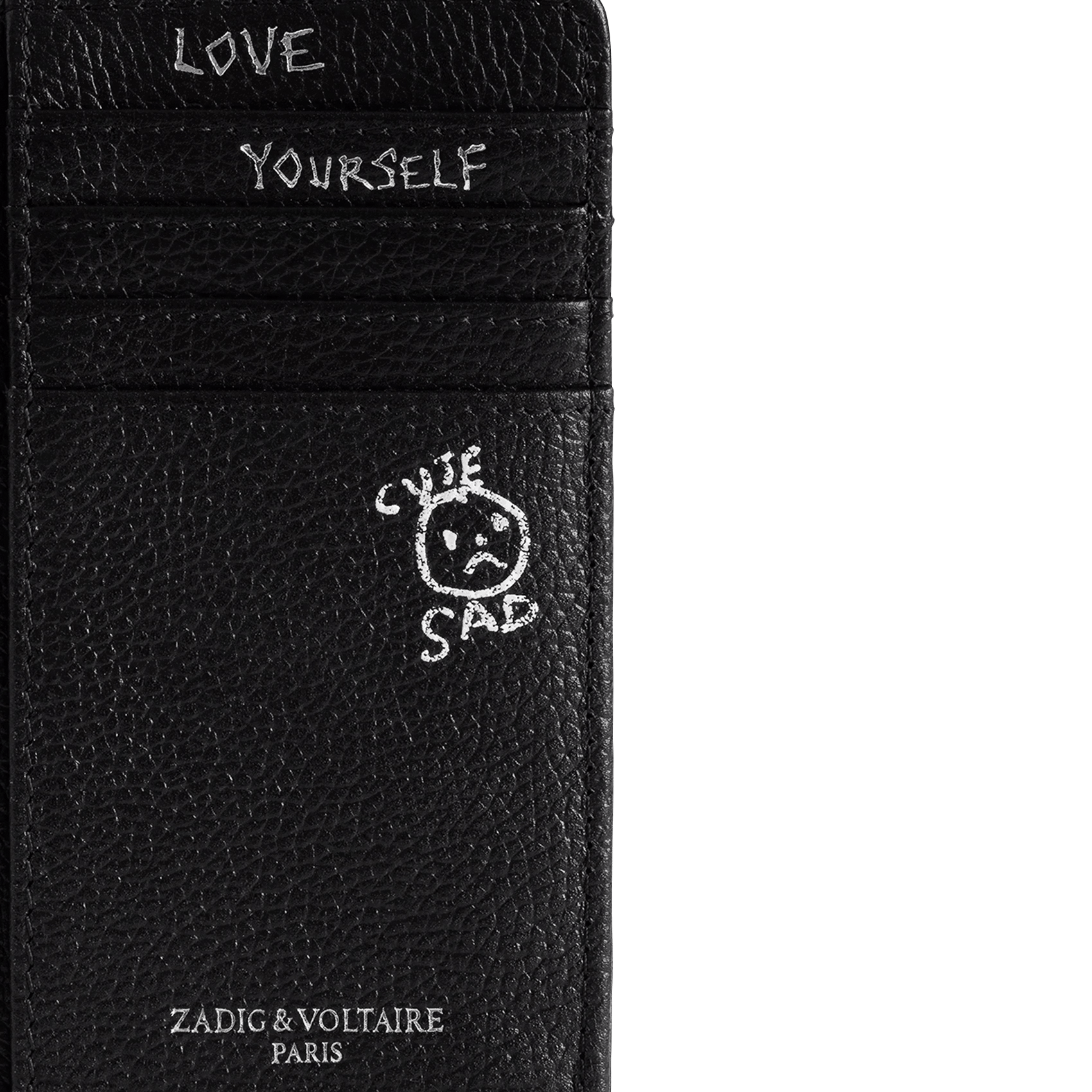 Kartenetui aus geprägtem Leder ZADIG&VOLTAIRE Schwarz