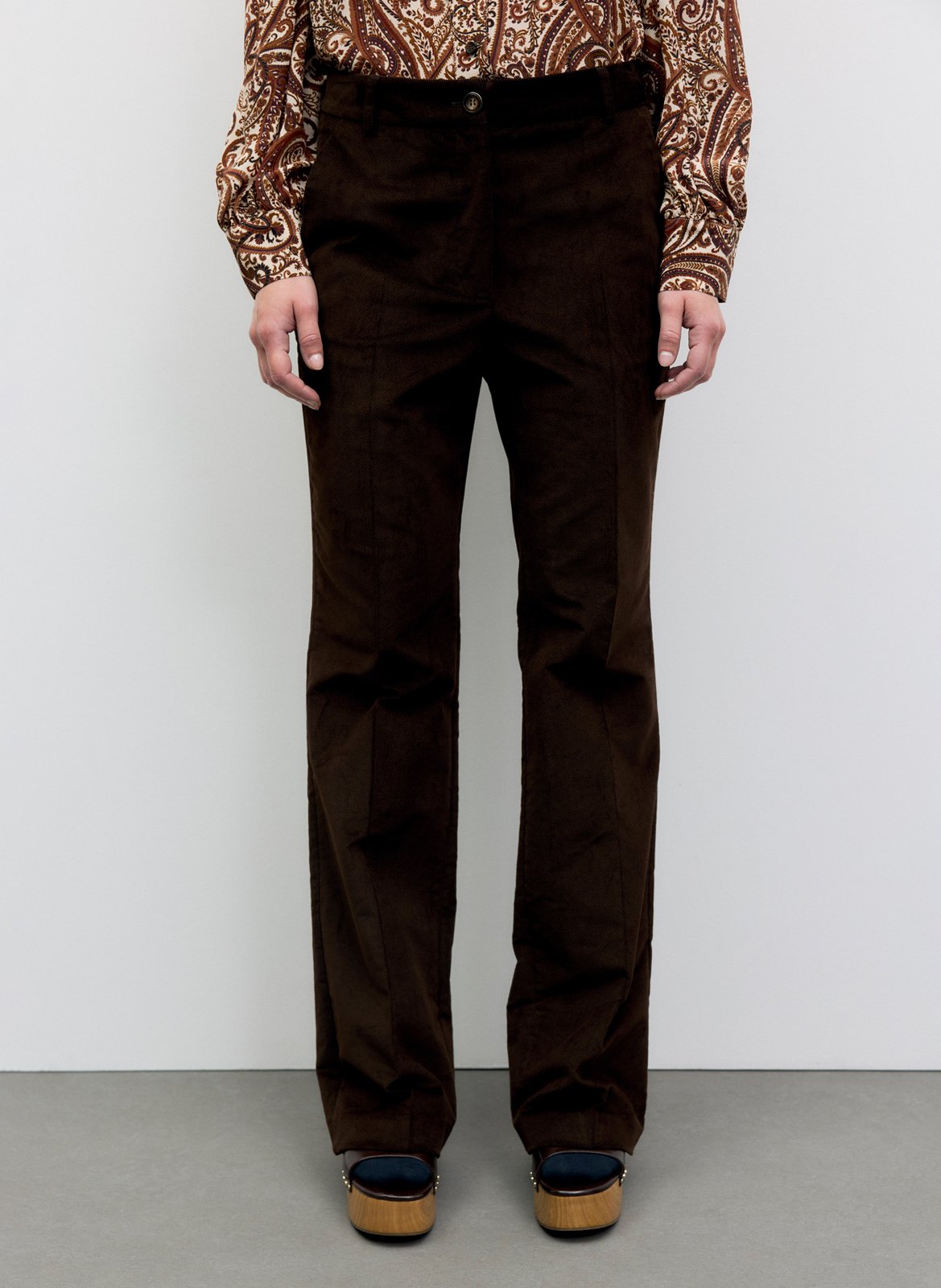 Flared velvet twill pants GERARD DAREL Brown