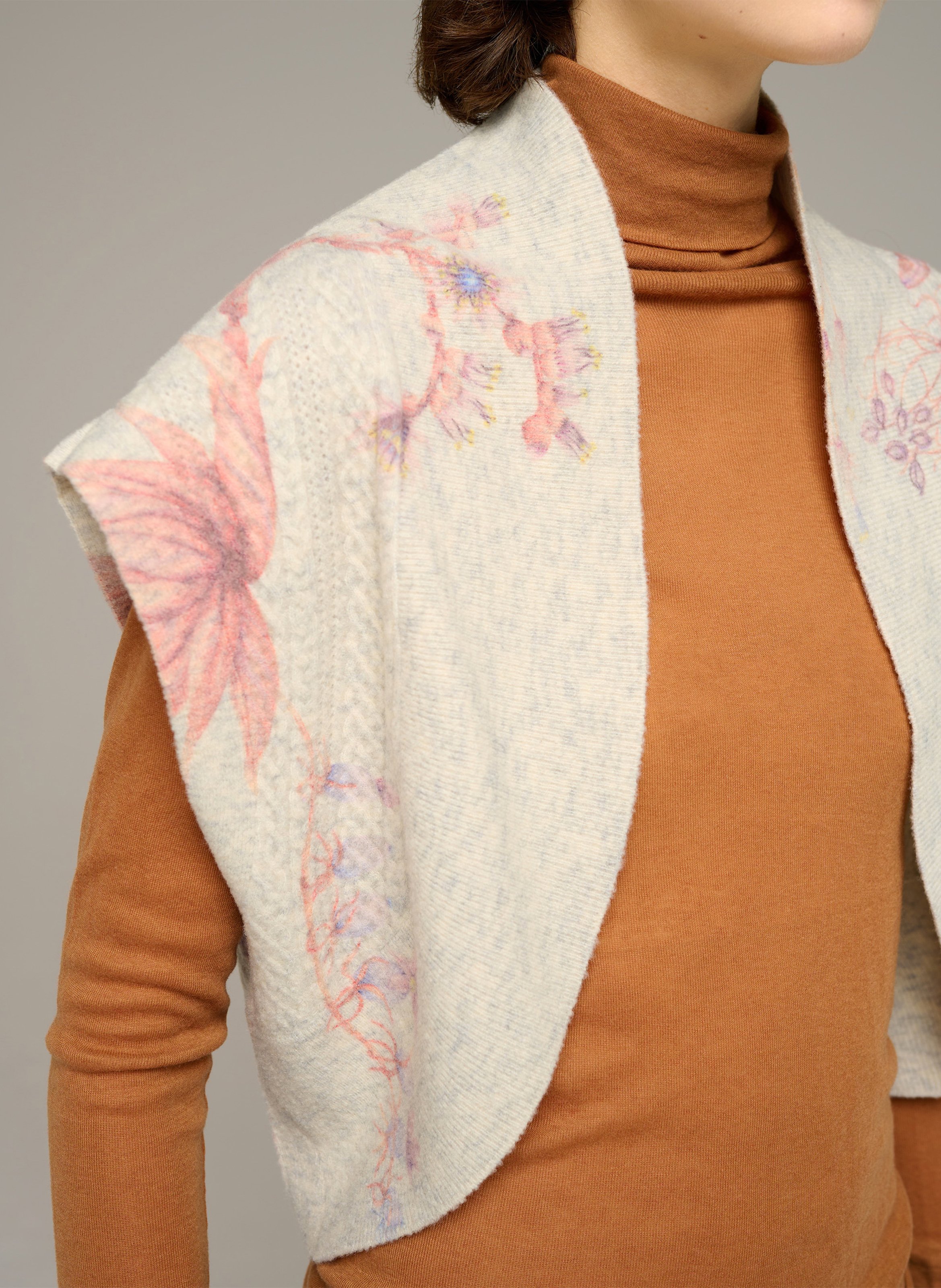 Short straight-fit printed wool-blend cardigan COTELAC Grey