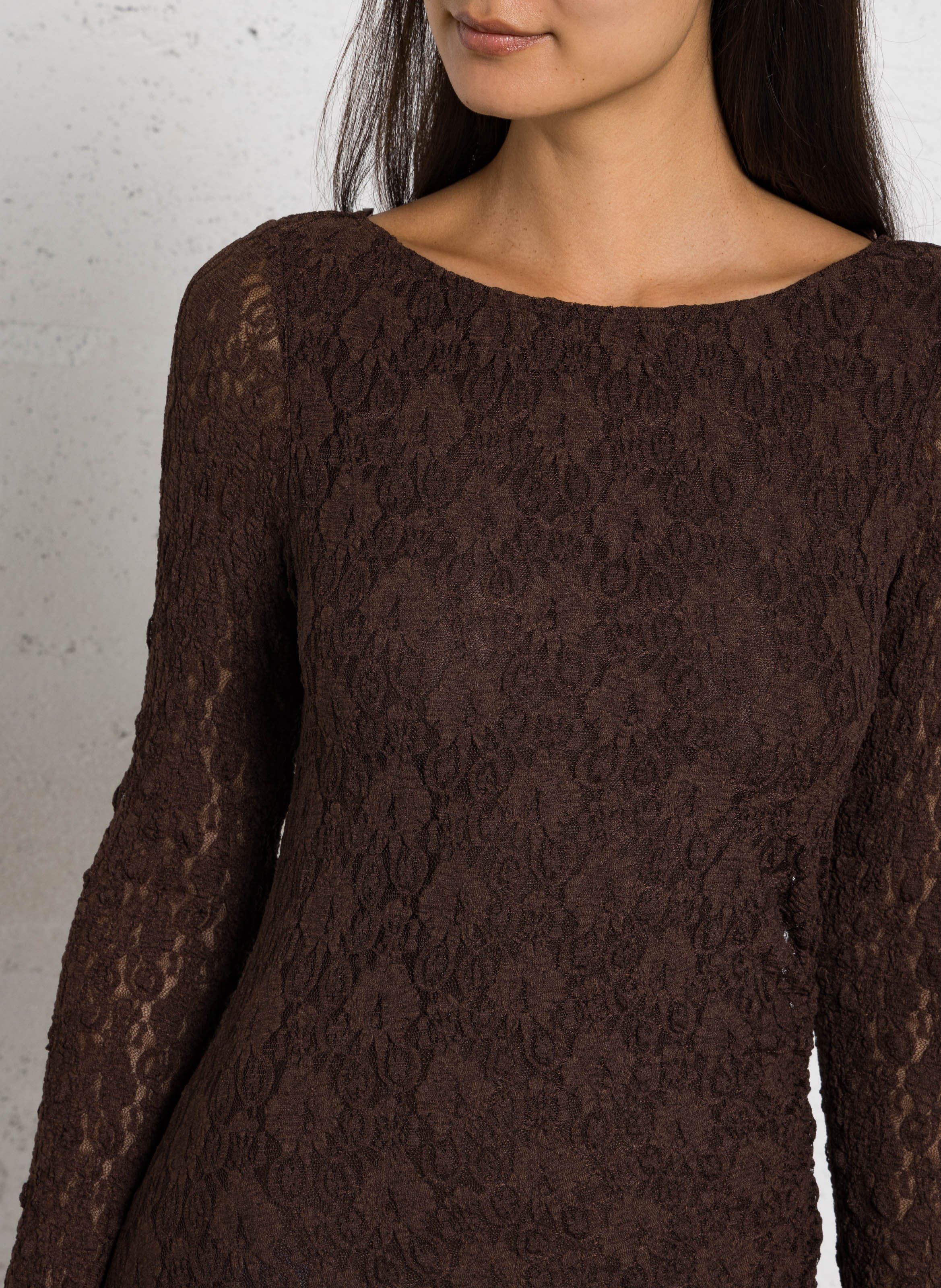 Robe longue en dentelle IMPERIAL Marron