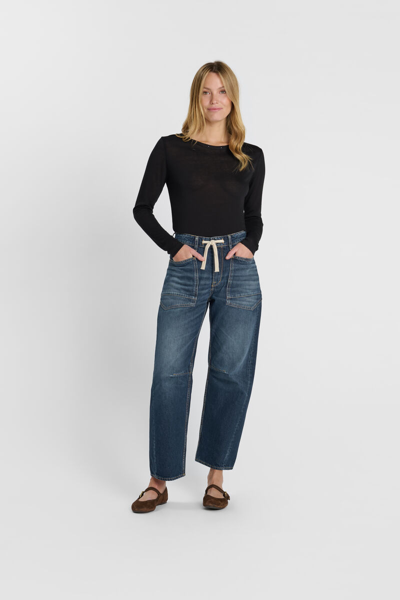 Loose jeans, wide leg, length 34 LE TEMPS DES CERISES Blue