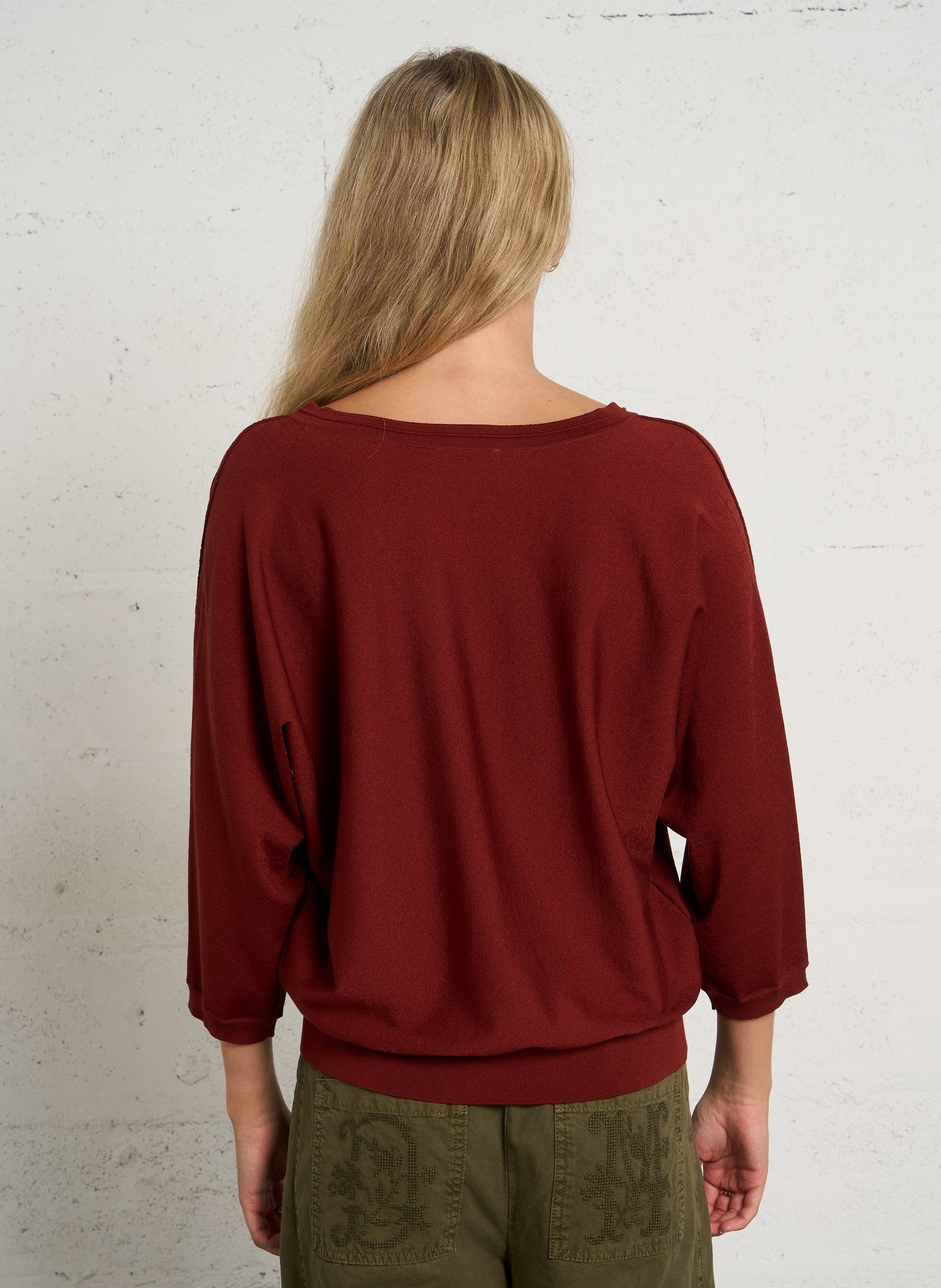 Straight-cut V-neck knit sweater MAISON 123 Red