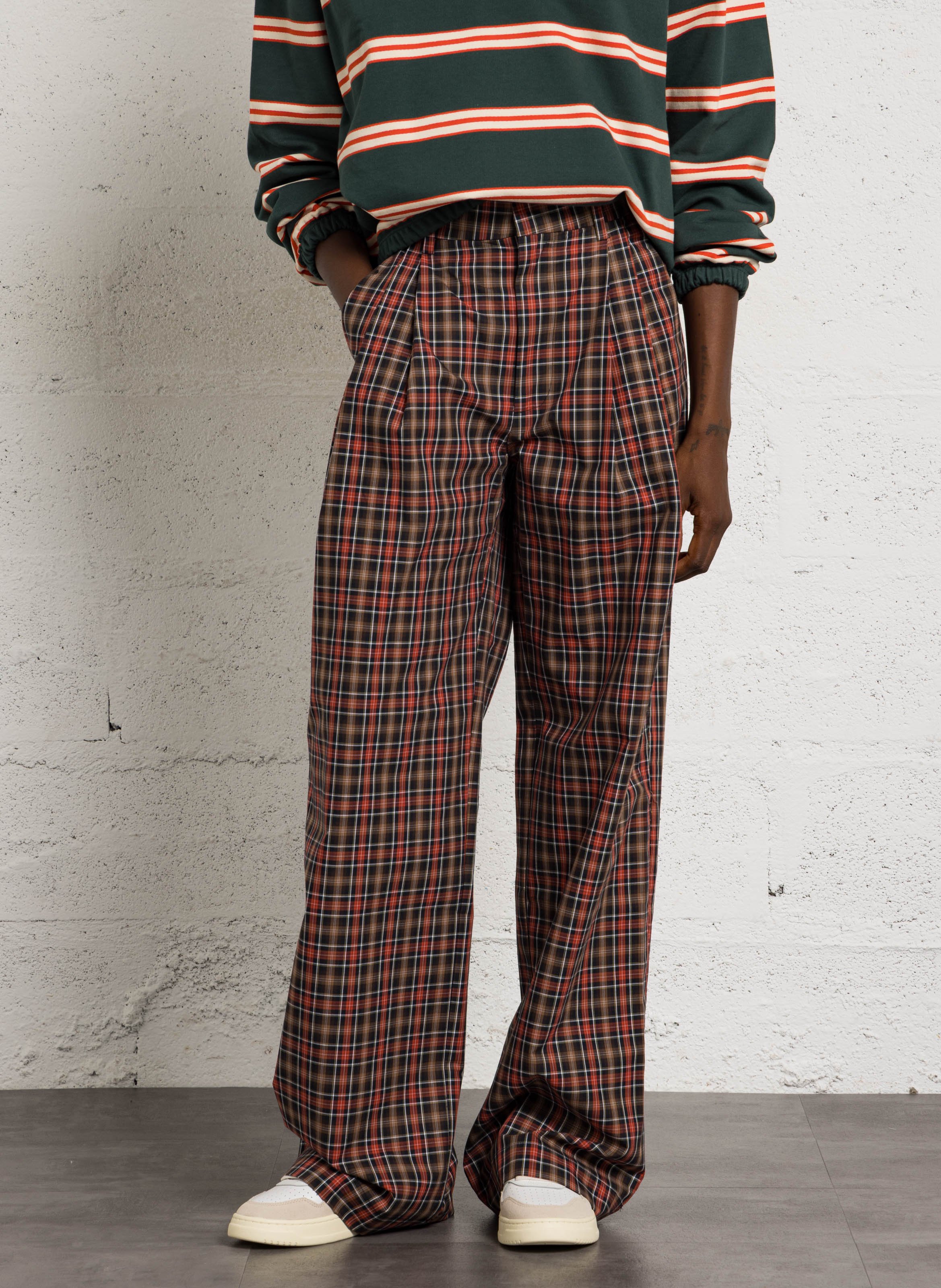 Pantalon large à carreaux THE TINY BIG SISTER Multicolore