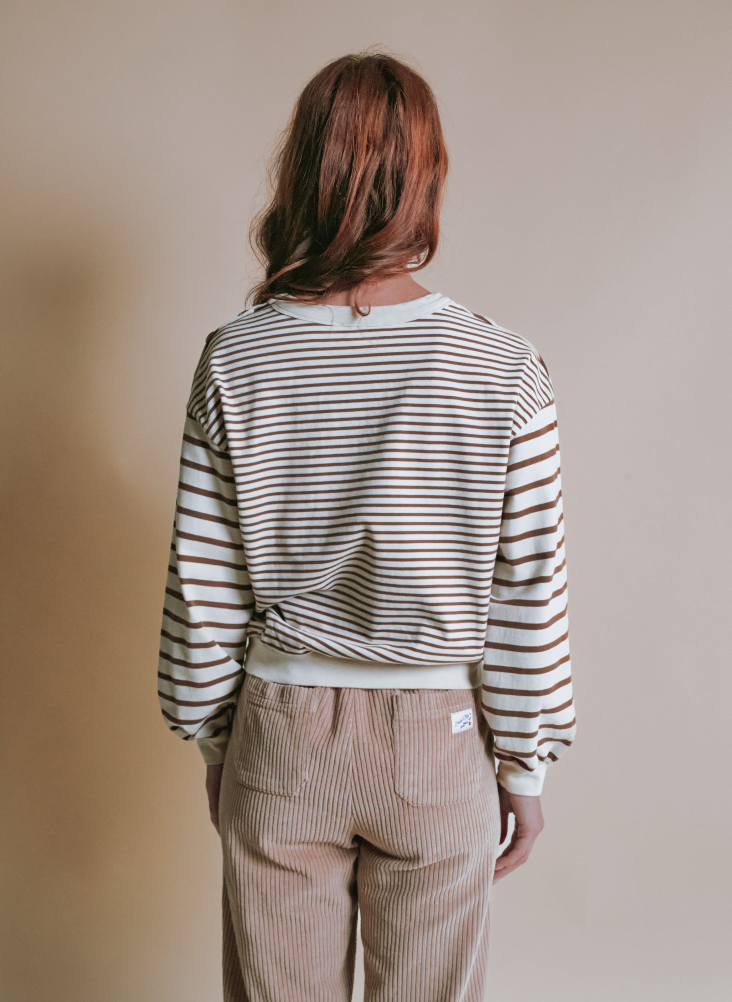 Sweat oversize col rond en coton bio rayé EMILE ET IDA Multicolore