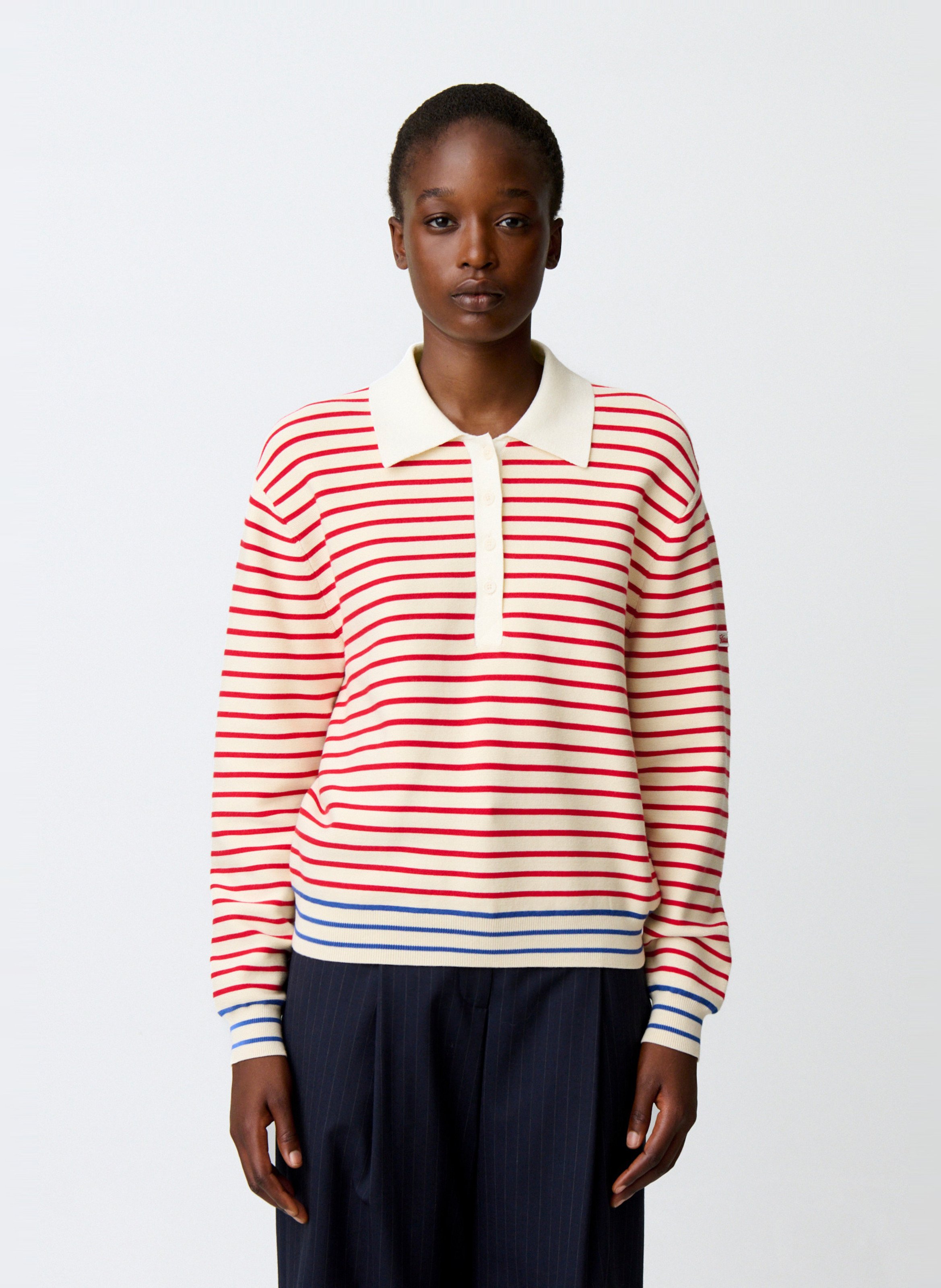 Pull droit col classique à rayures CLAUDIE PIERLOT Multicolore