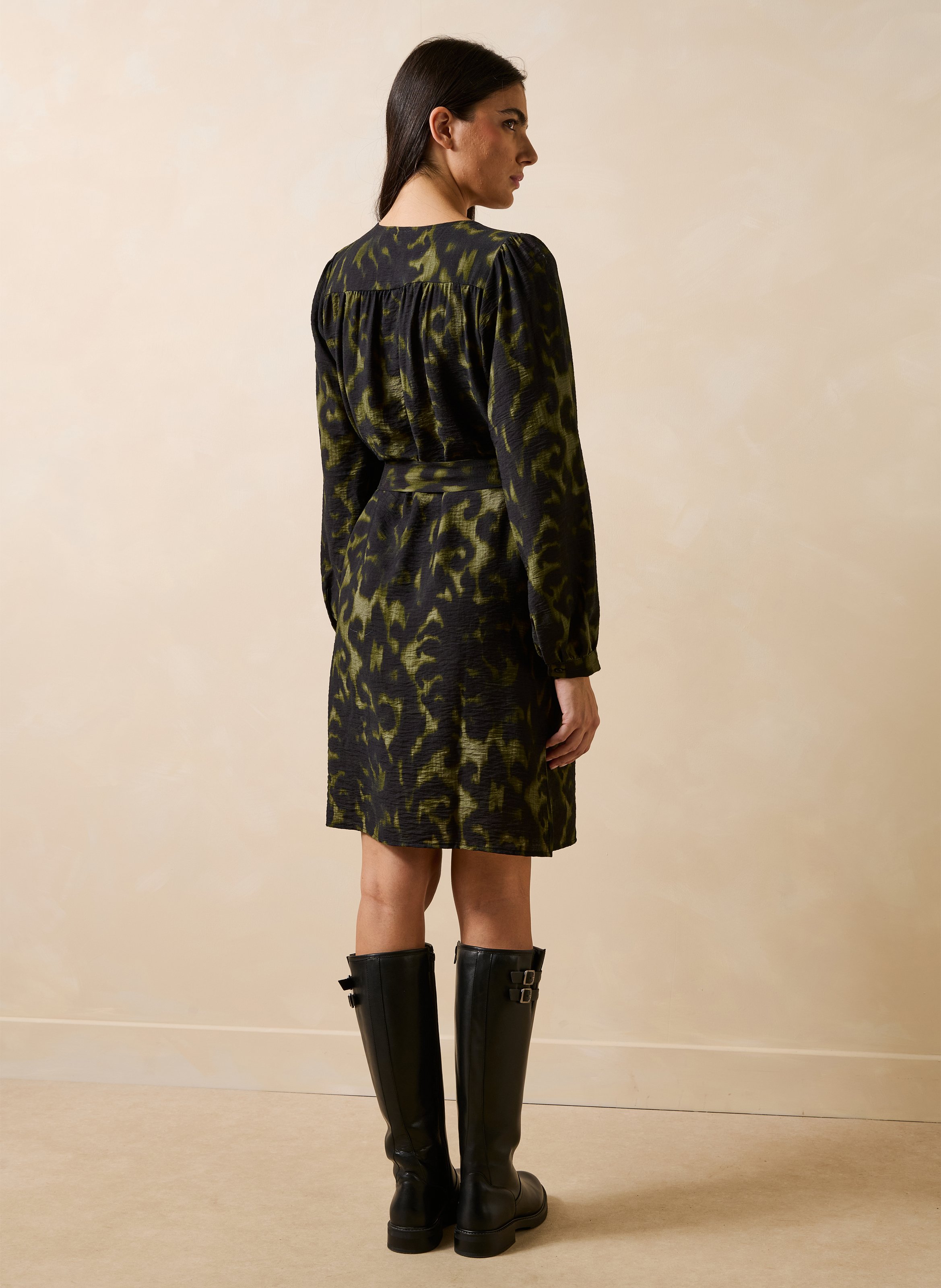 Loose-fitting round neck printed dress LA FEE MARABOUTEE Green