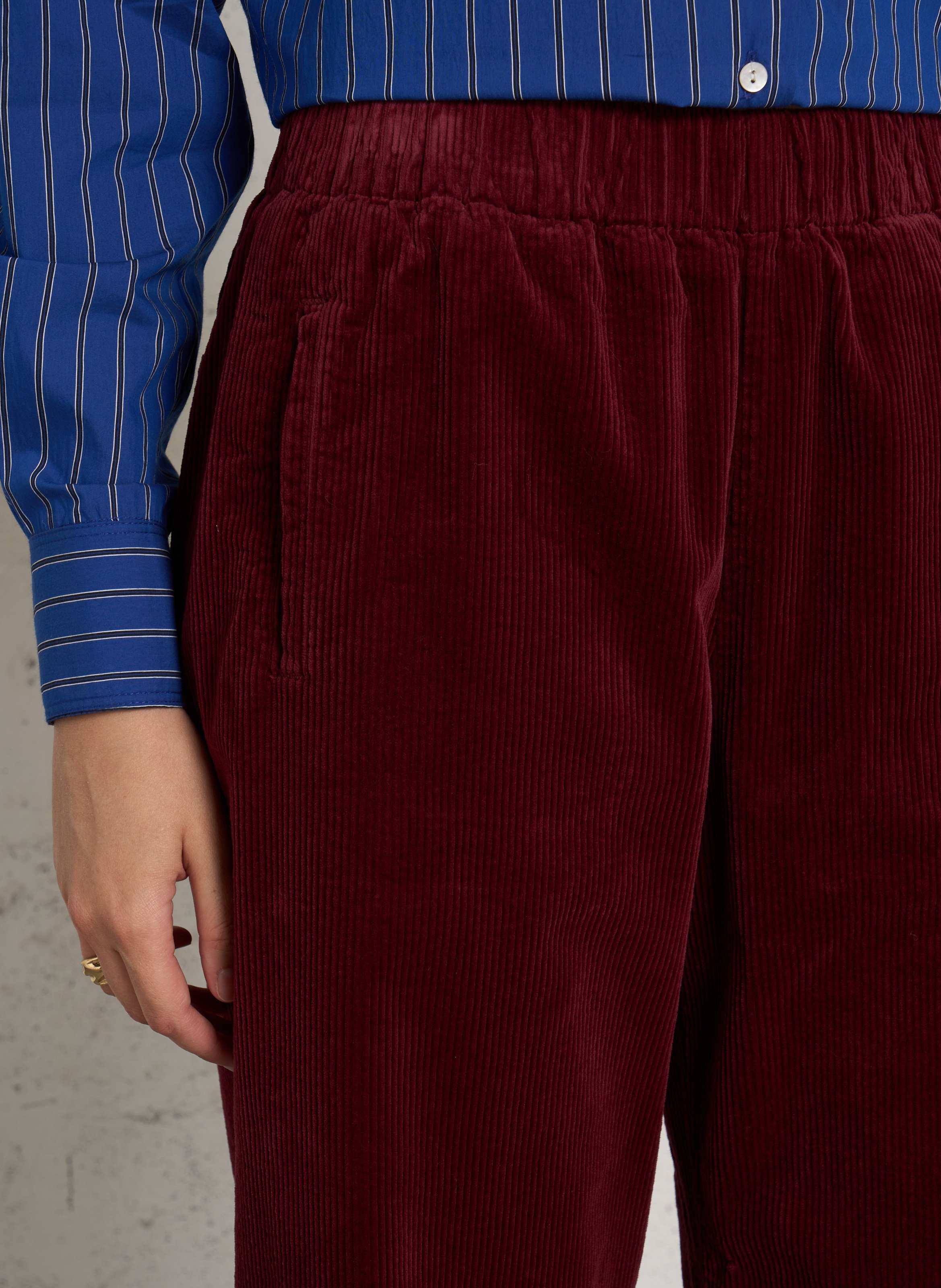 Wijde ribbroek HOD PARIS Rood