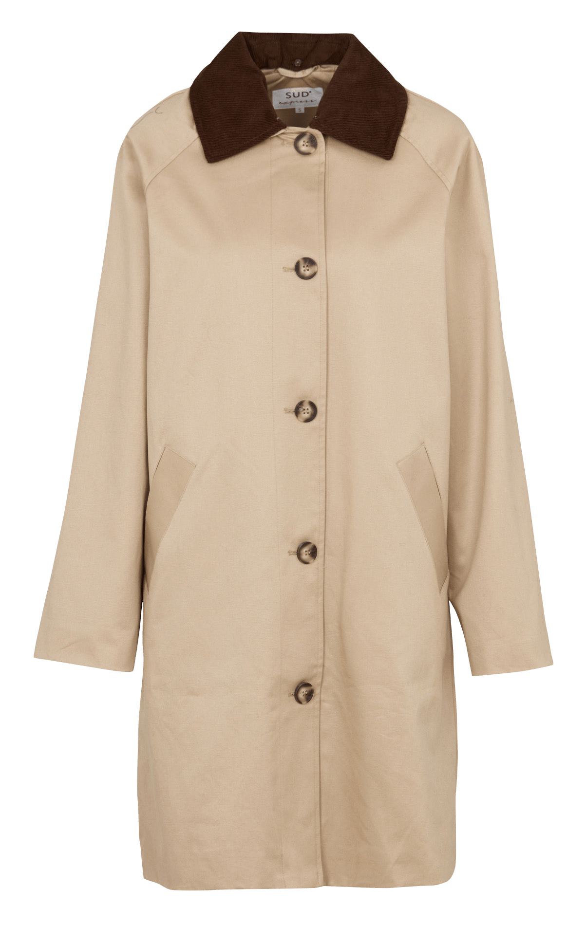 Manteau droit en coton SUD EXPRESS Beige