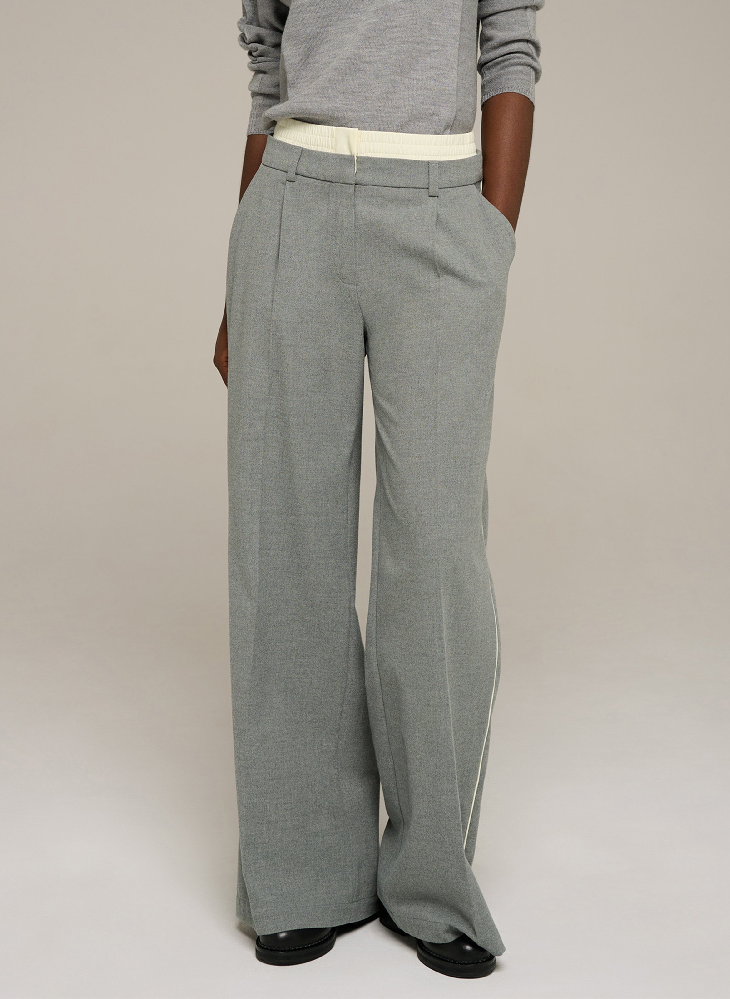 Pantalon large taille haute COTELAC ACOTE Gris