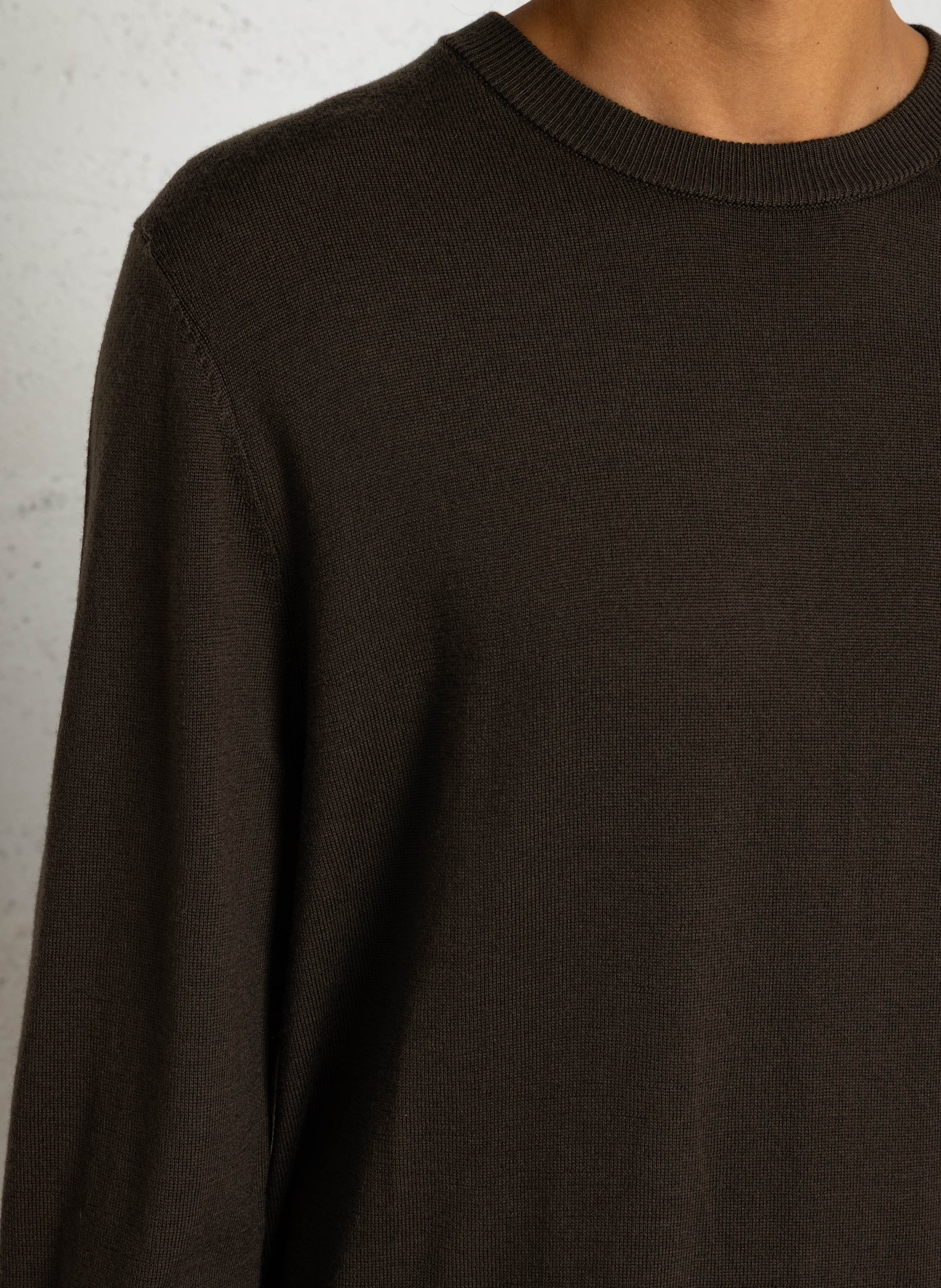 Round-neck fine wool top IKKS Khaki