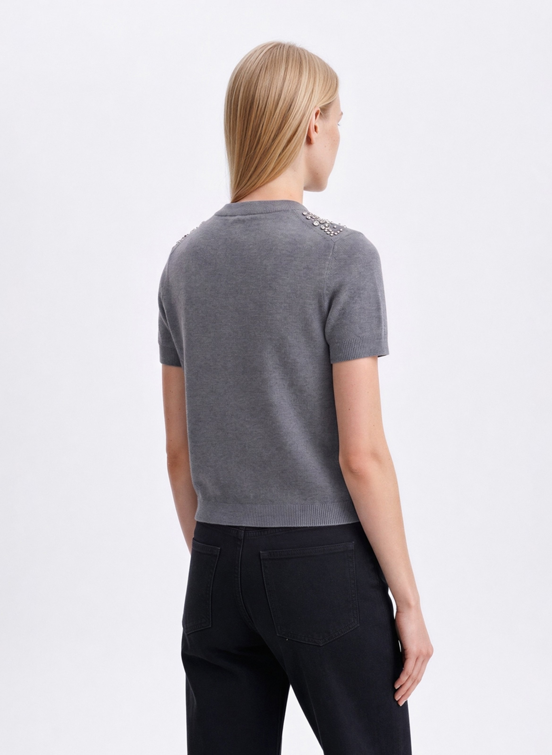 Round-neck wool-blend T-shirt VANESSA BRUNO Grey