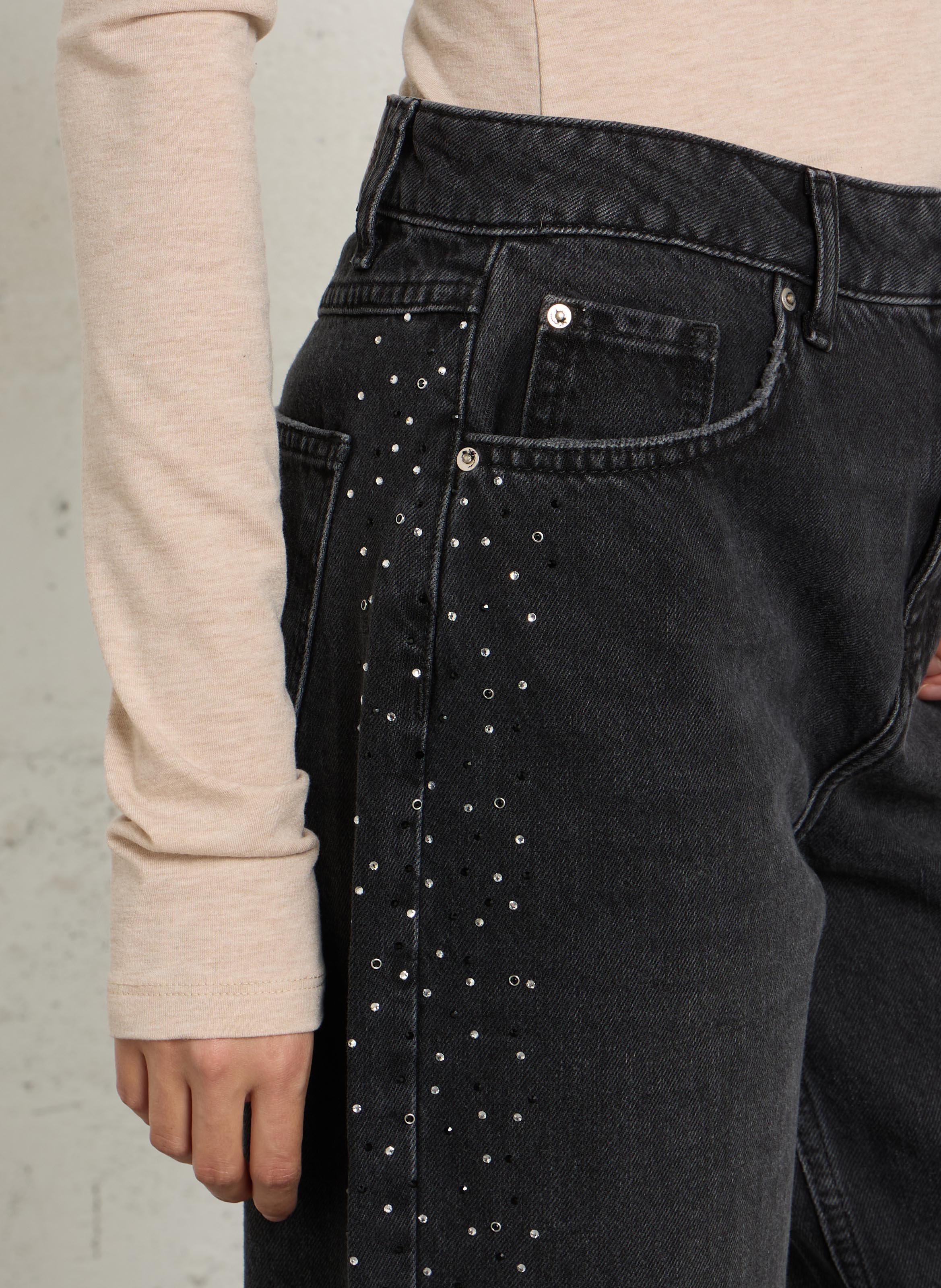 Jean large taille haute en coton SUD EXPRESS Noir