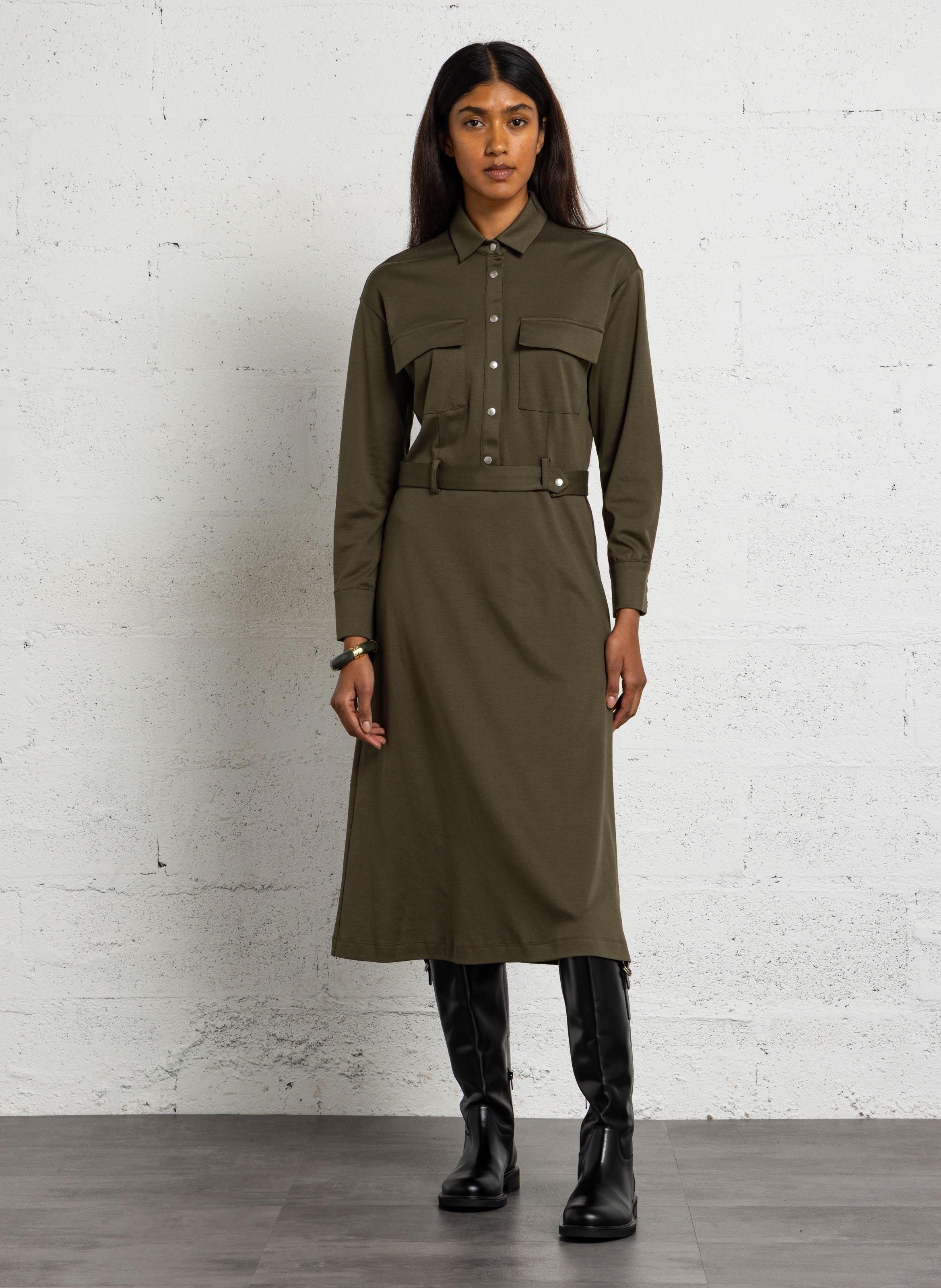 Cotton midi shirt dress IKKS