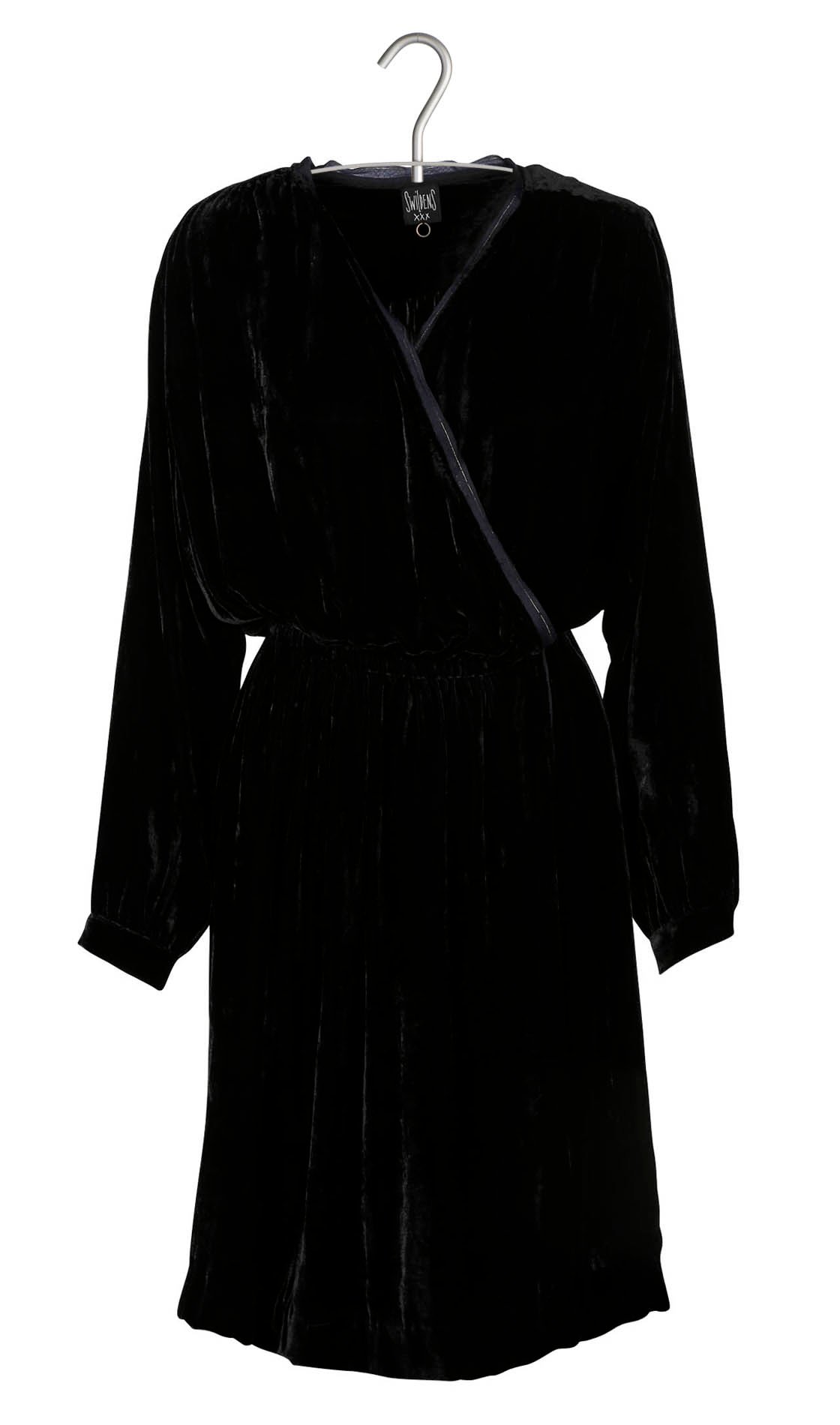 Crushed velvet wrap dress  SWILDENS Black