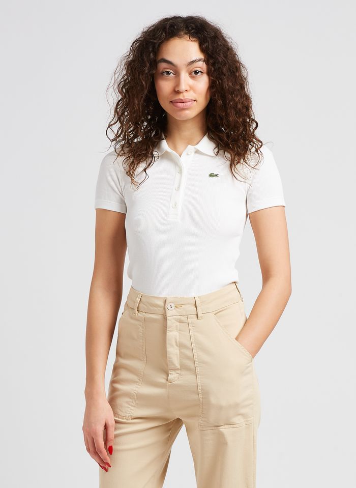 Slim-fit Cotton Polo Shirt Farine Lacoste - Women | des Tendances