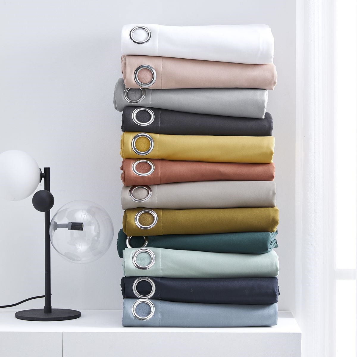 Plain insulating curtain with eyelets TODAY LINGE DE MAISON Blue