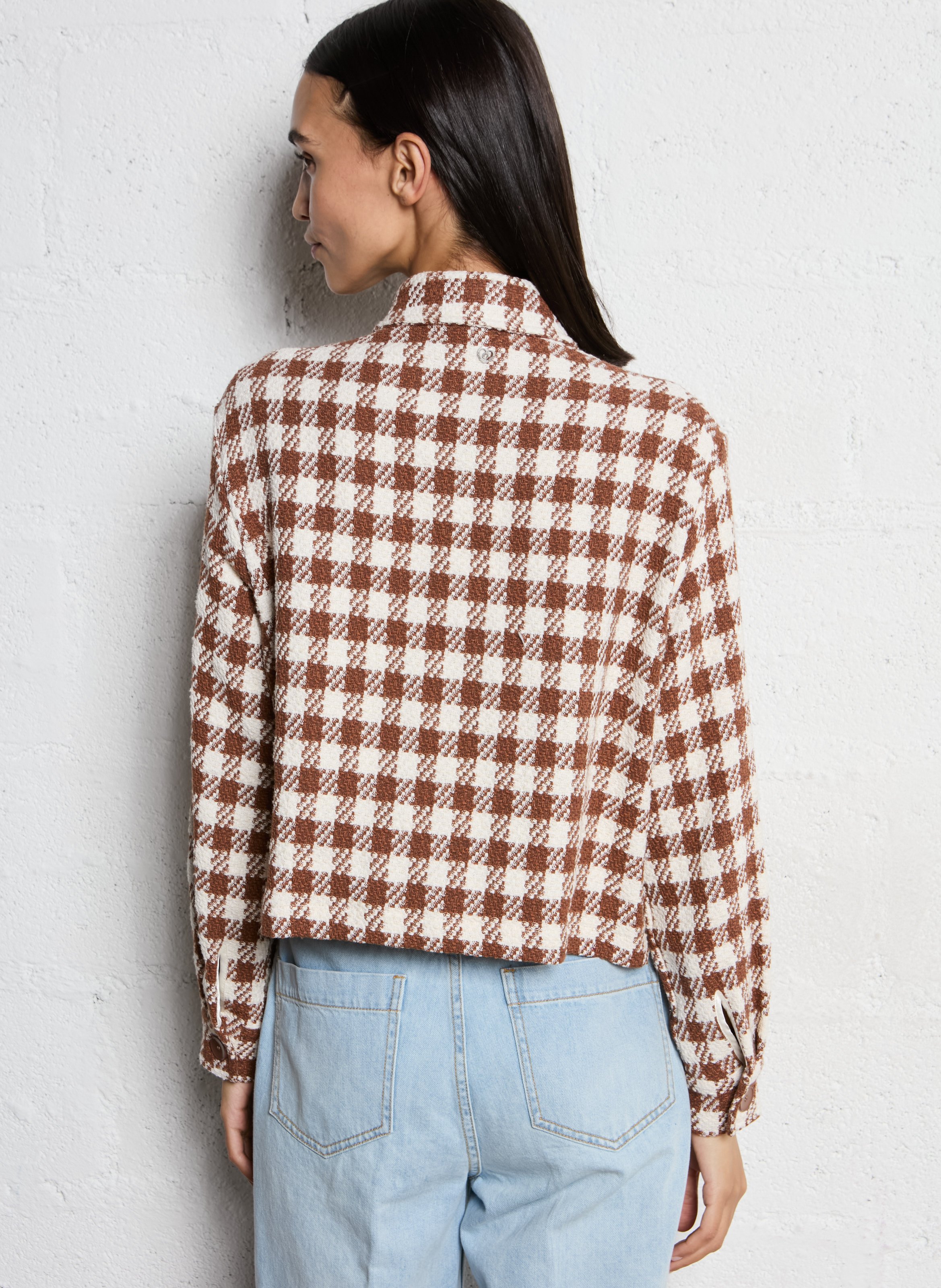 Cotton-blend coat with classic collar Beige