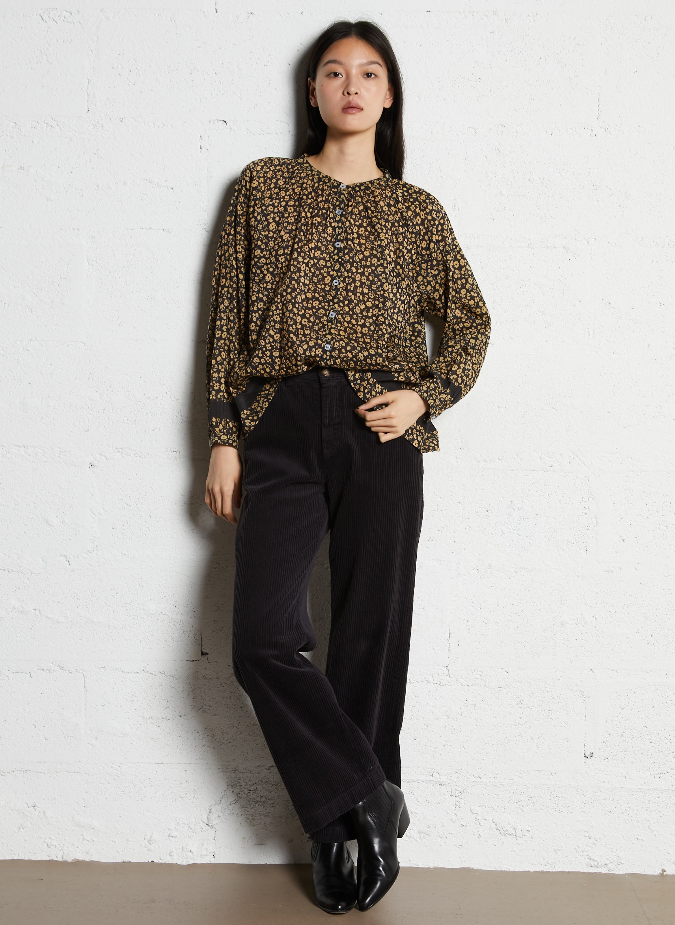 Bluse aus Baumwoll-Mix mit Rundhalsausschnitt EMILE ET IDA Gelb