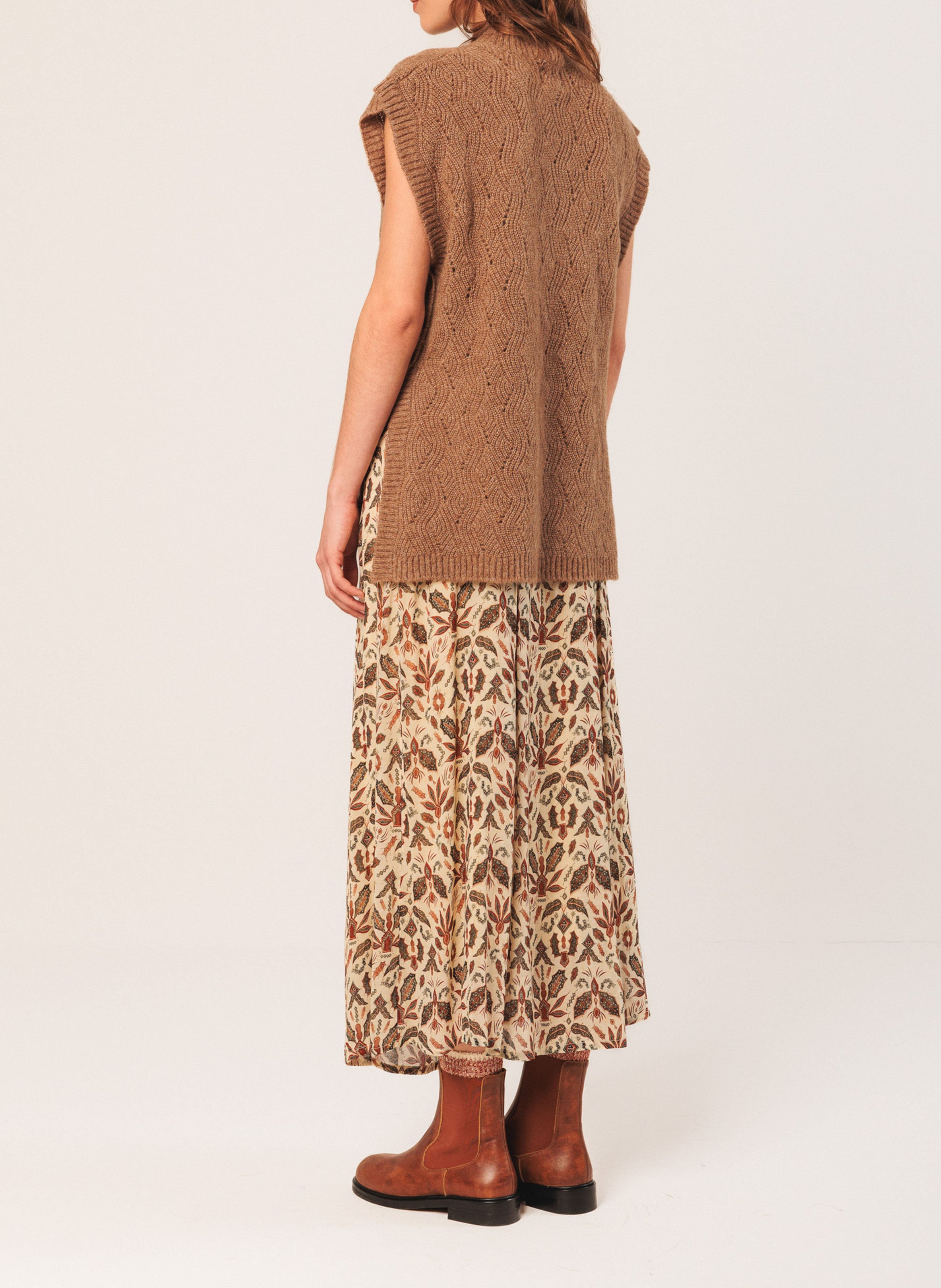 Pull col montant en laine mélangée INDI & COLD Marron