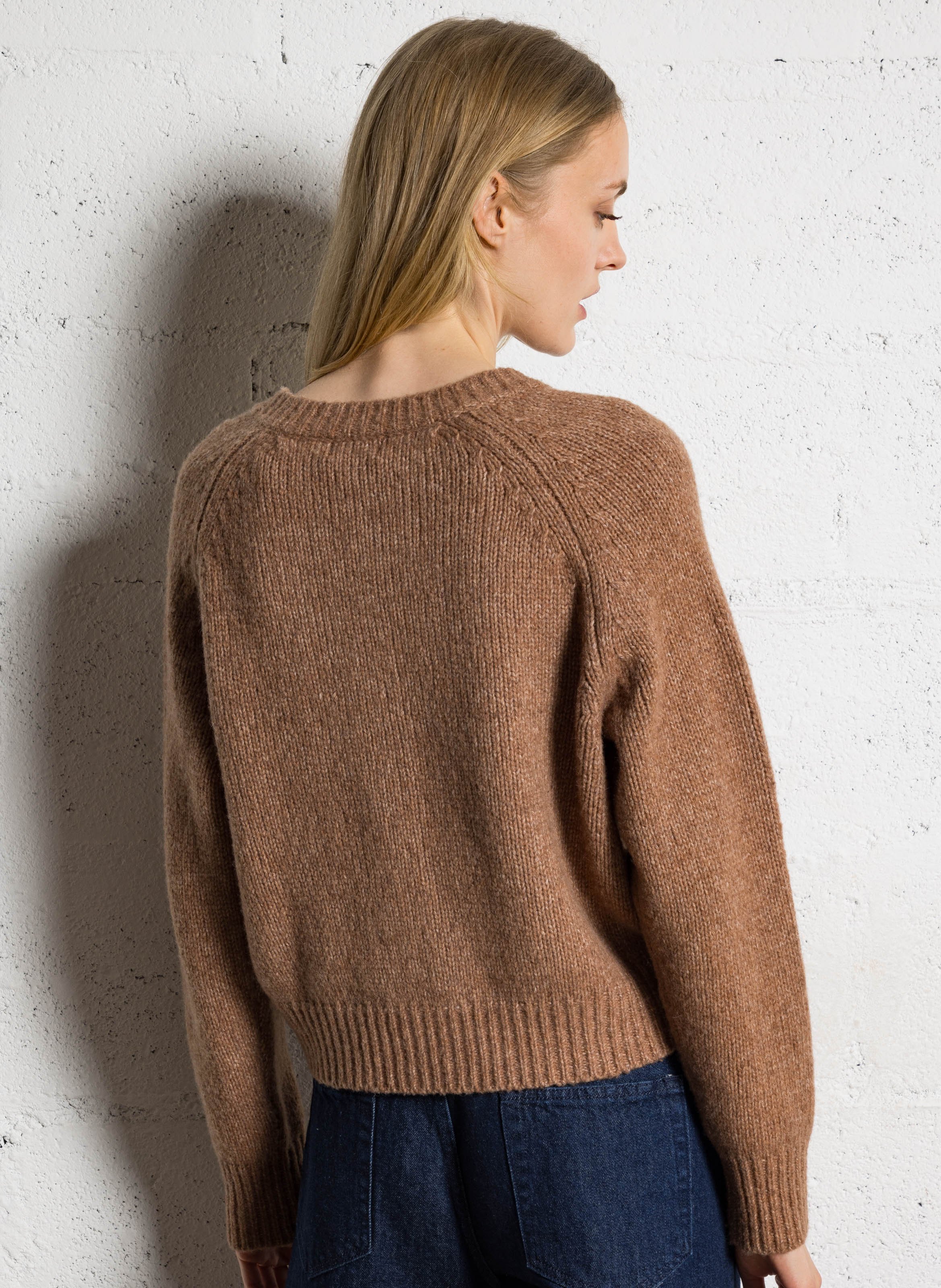 Straight buttoned cardigan in mixed wool JC SOPHIE Brown