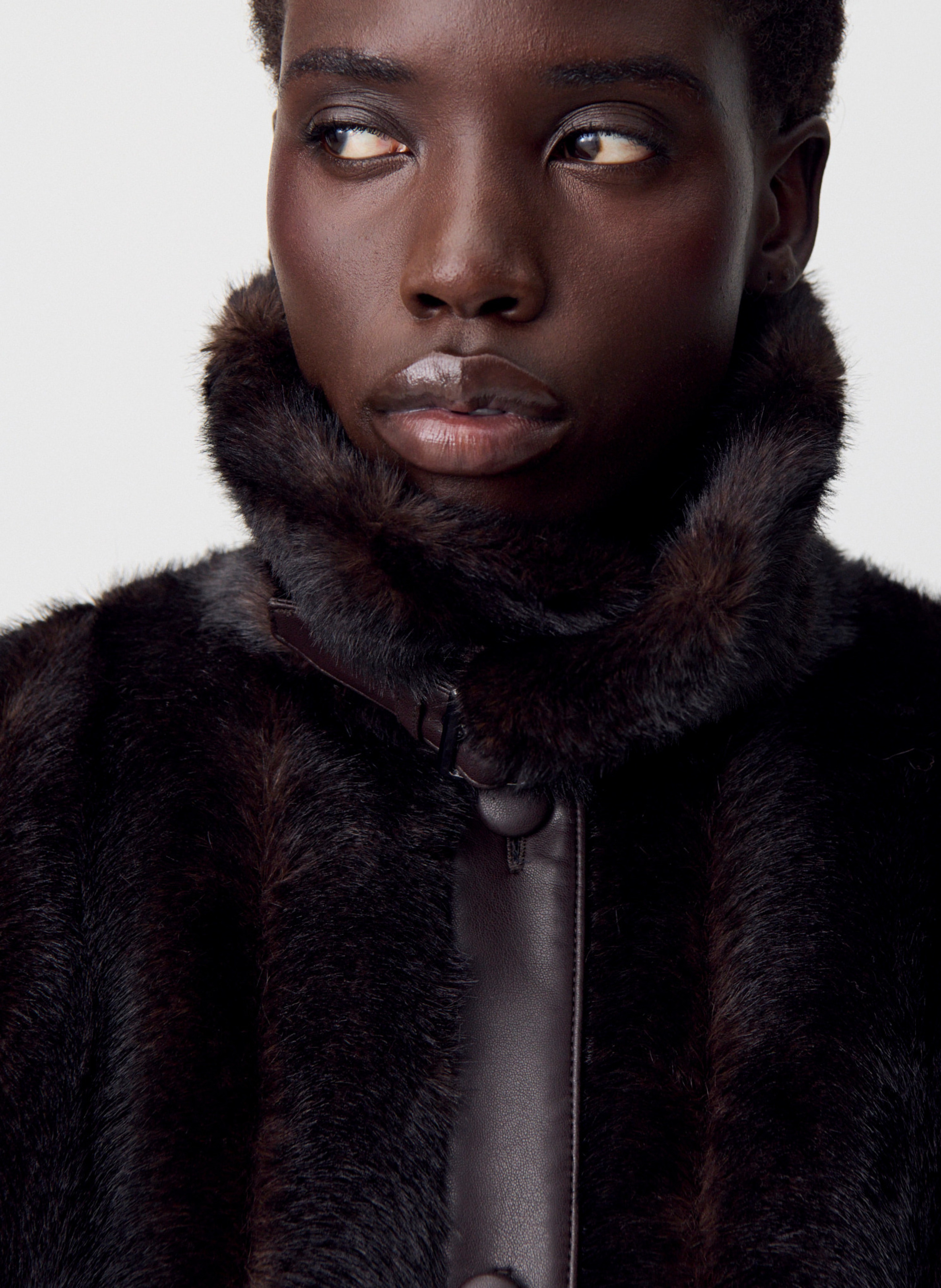 Veste en fausse fourrure unie CLAUDIE PIERLOT Marron