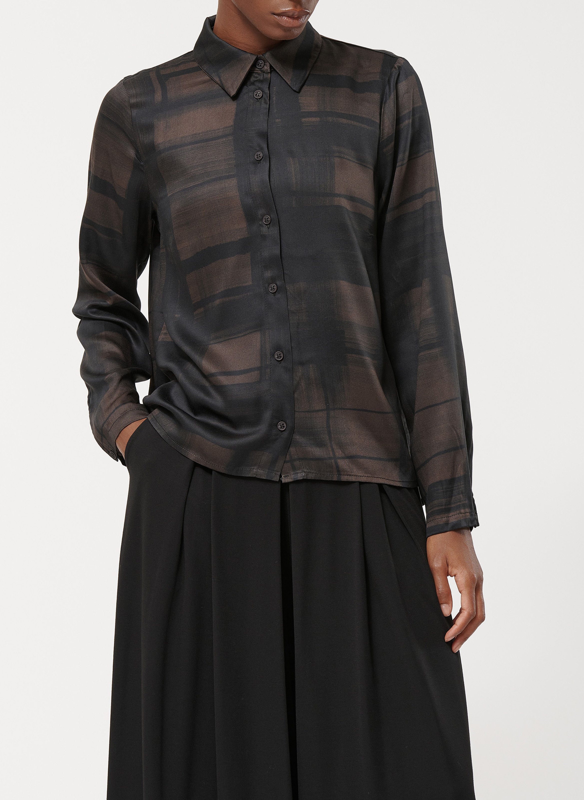 Chemise col classique imprimée HUMILITY Marron