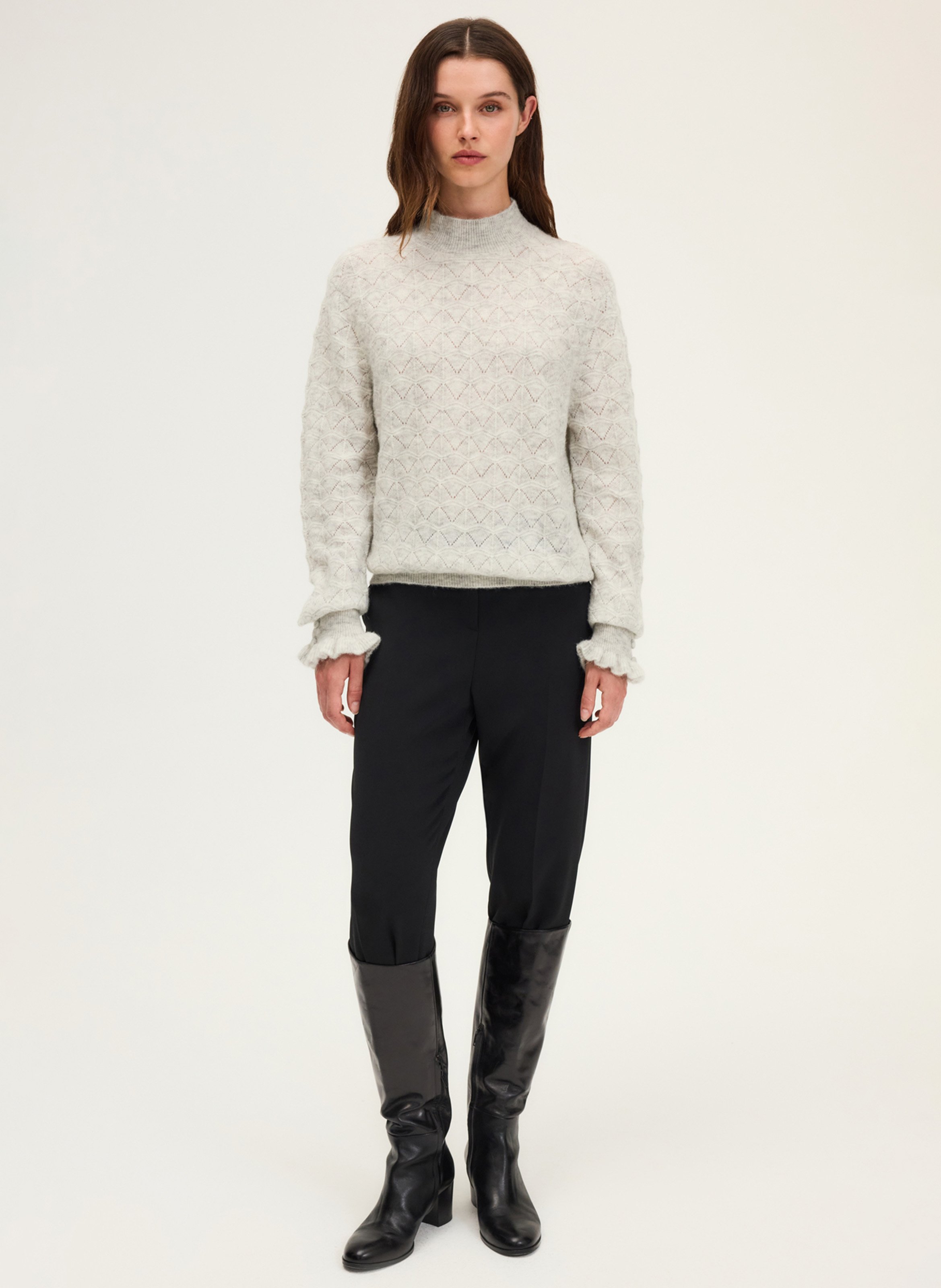 High-neck wool sweater PABLO Grey