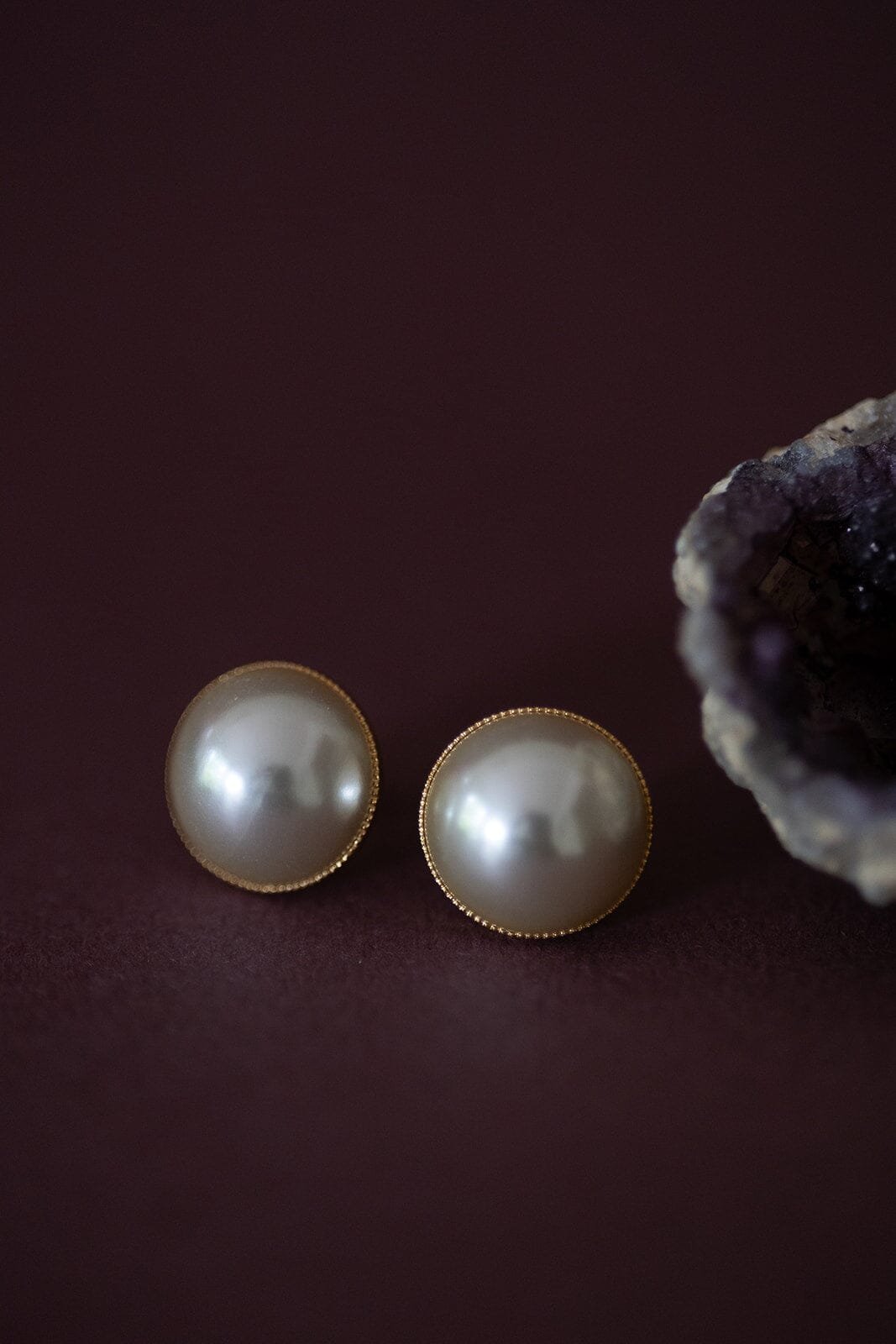 Gold-plated pearl stud earrings MONSIEUR SIMONE Golden