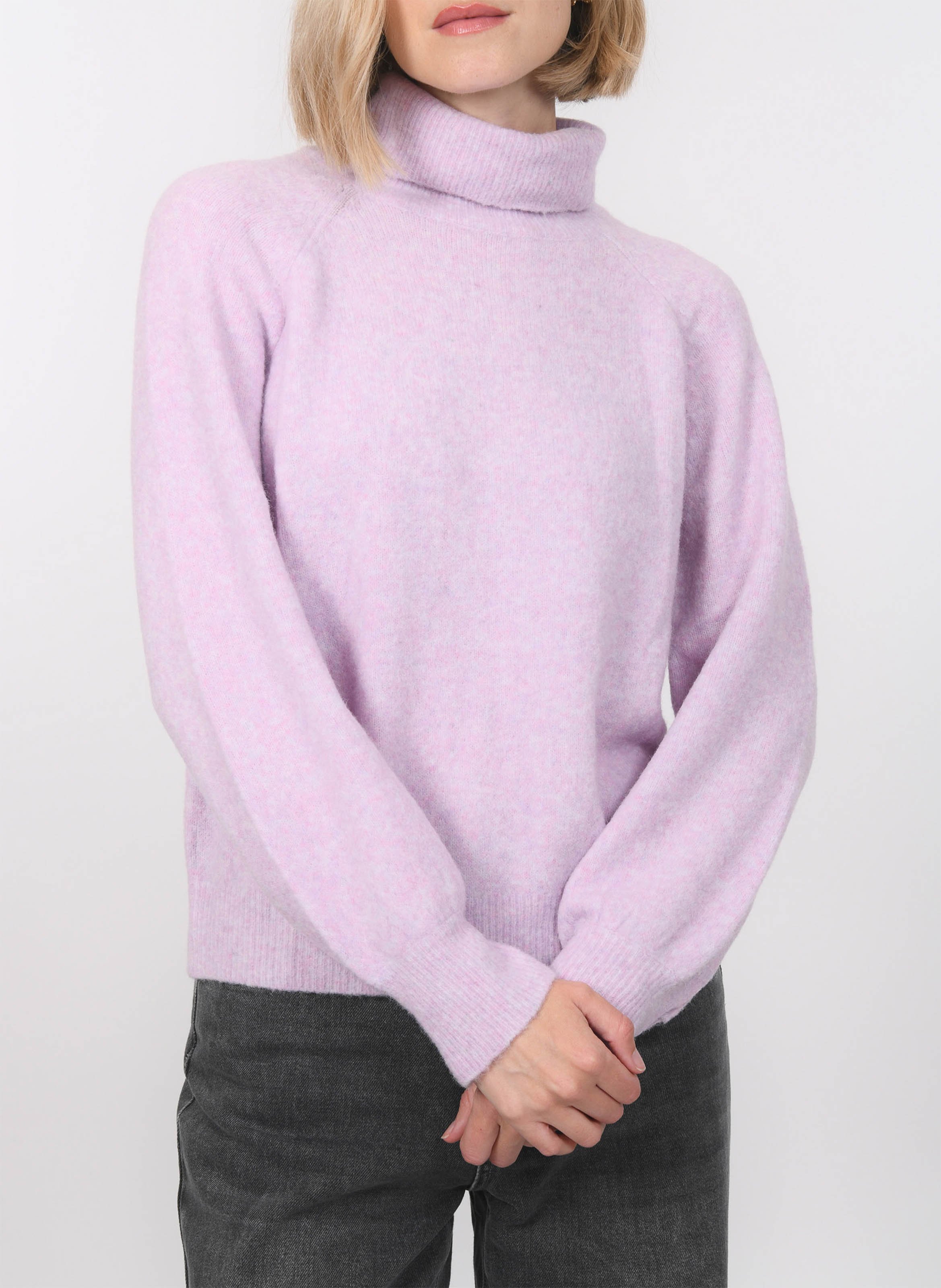 Gerade geschnittener Rollkragenpullover aus Wollmix KOOKAI Violett