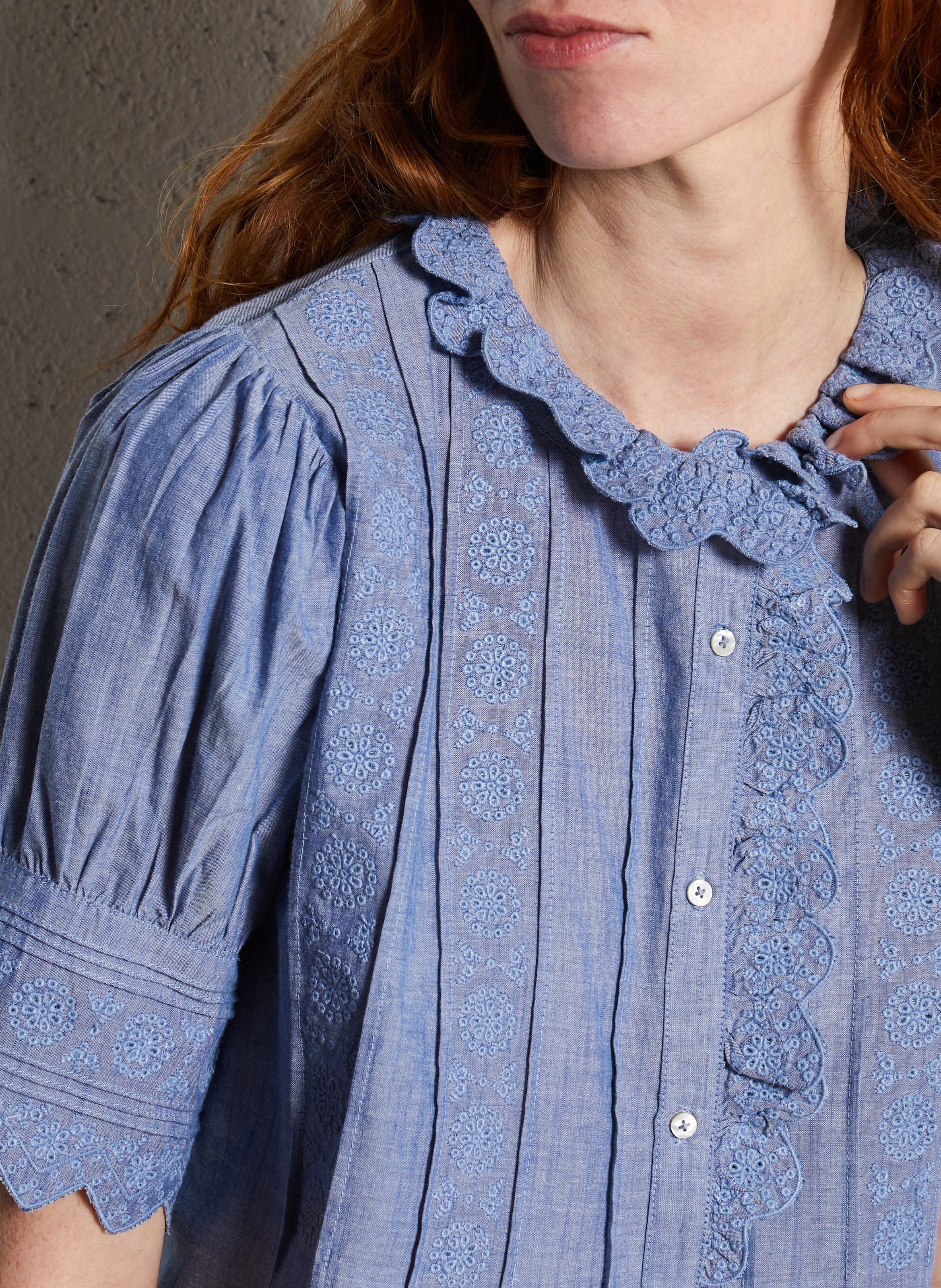 Katoenen blouse met ronde hals EMILE ET IDA Blauw