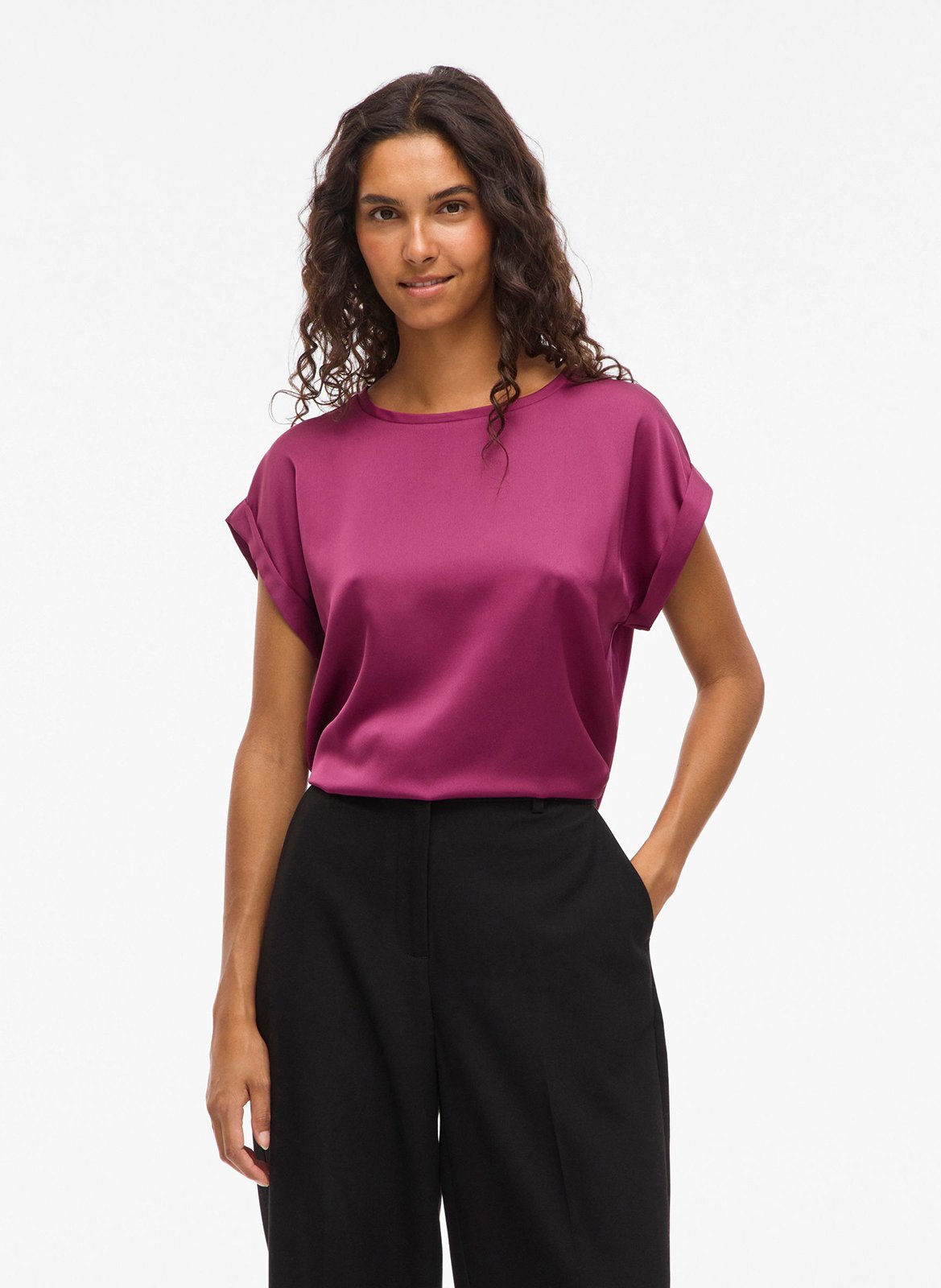 Fluid round-neck recycled polyester top VILA Purple