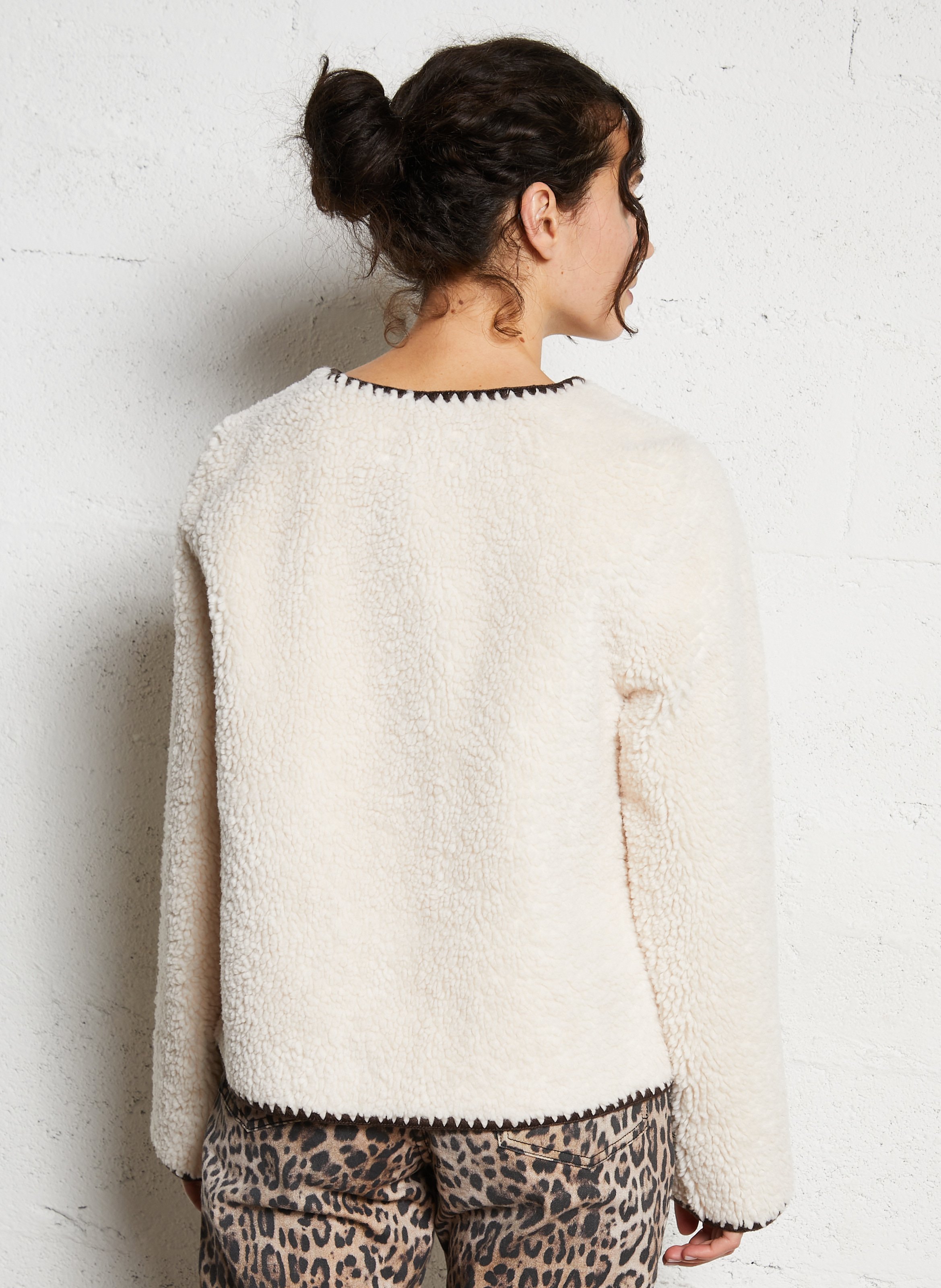 Jacke mit Rundhalsausschnitt und Pelzeffekt SUD EXPRESS Weiss